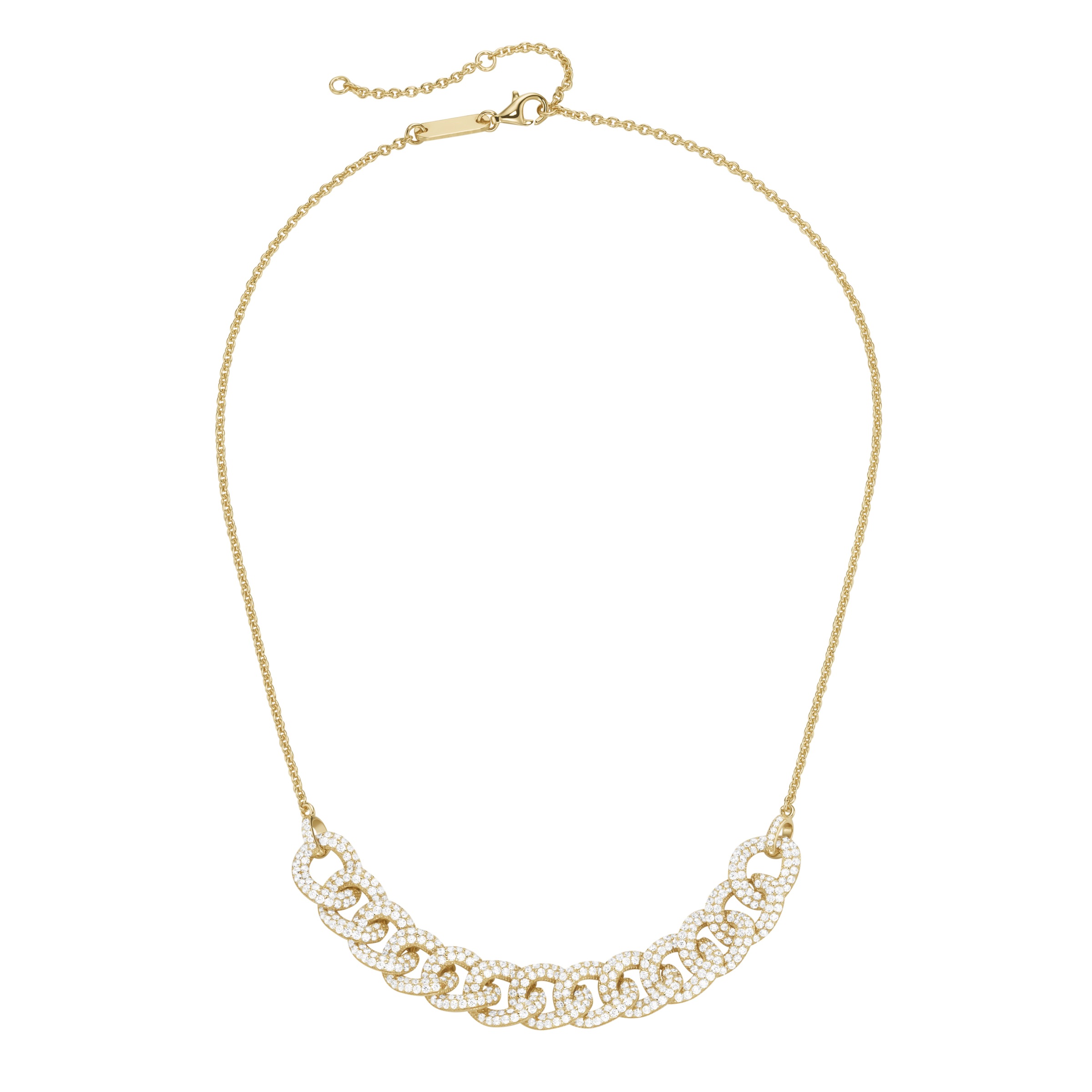 GIORGIO MARTELLO MILANO Collier »Collier Mittelteil Panzerketten-Design mit Zirkonia, Silber 925«