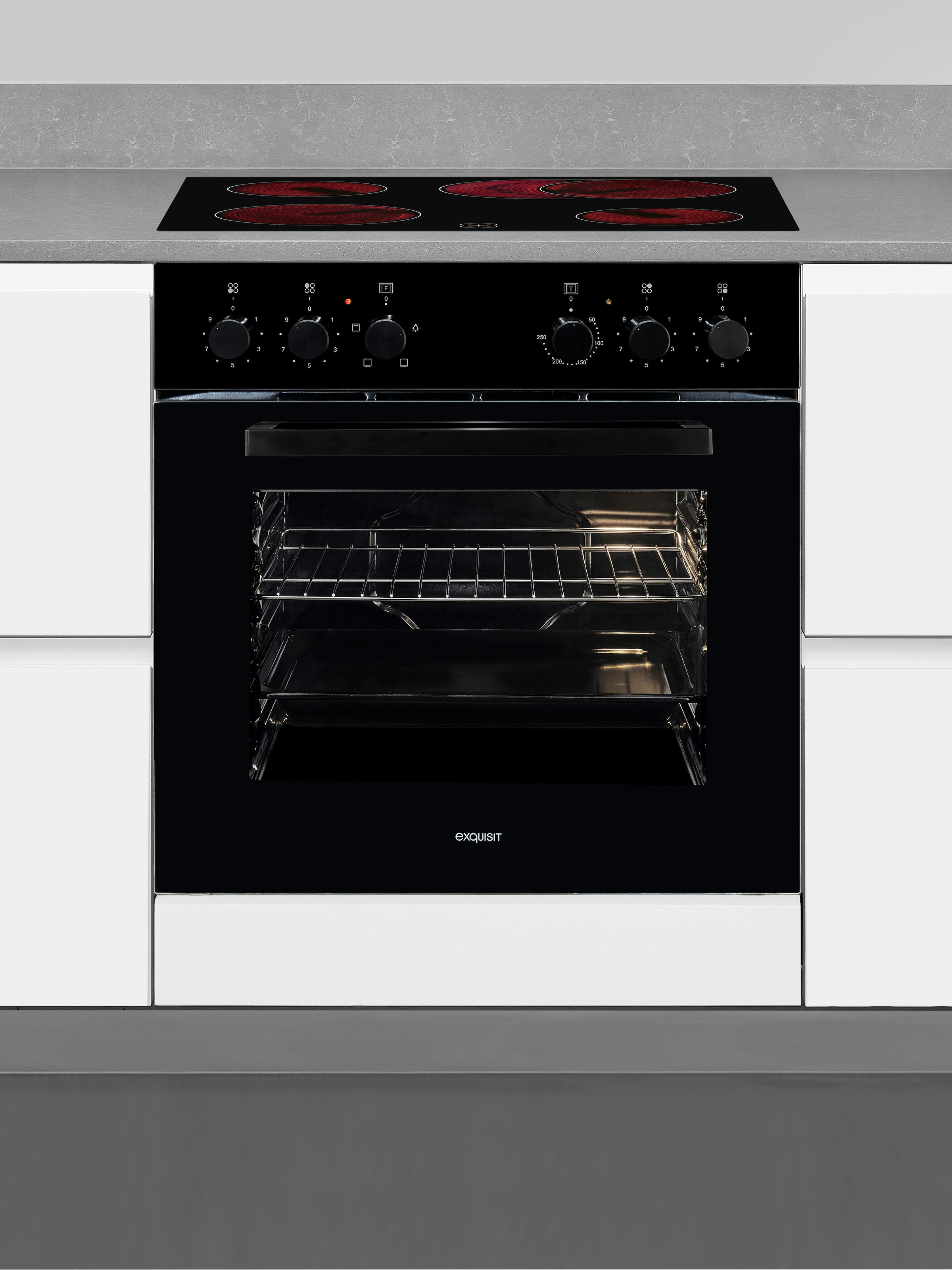 exquisit Elektro-Herd-Set "EHE246-020 schwarz" Klassisch Backen und Braten für das alltägliche Kochen