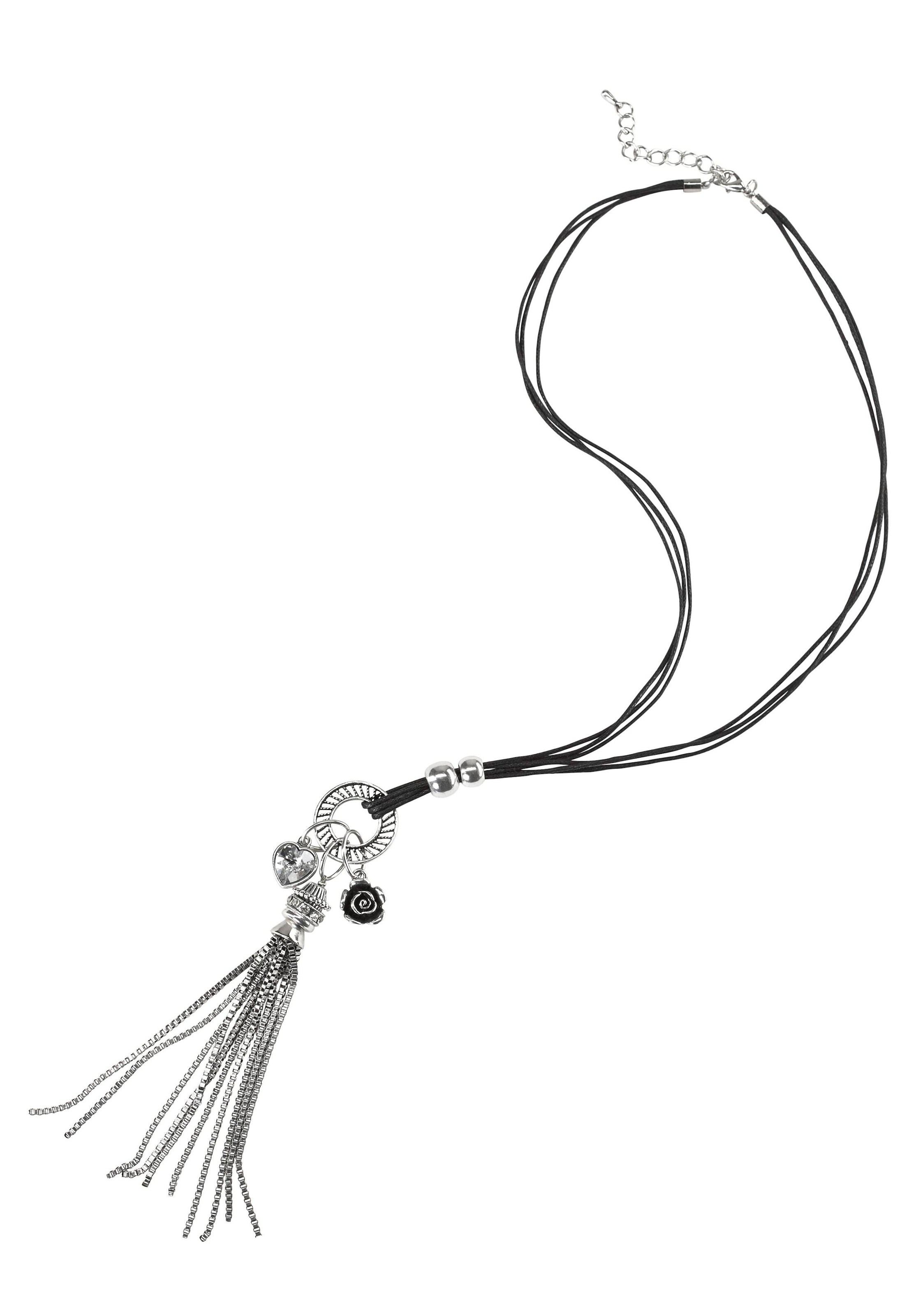 Firetti Kette mit Anhänger "mit kleiner Rose und Herz" mit Glasstein