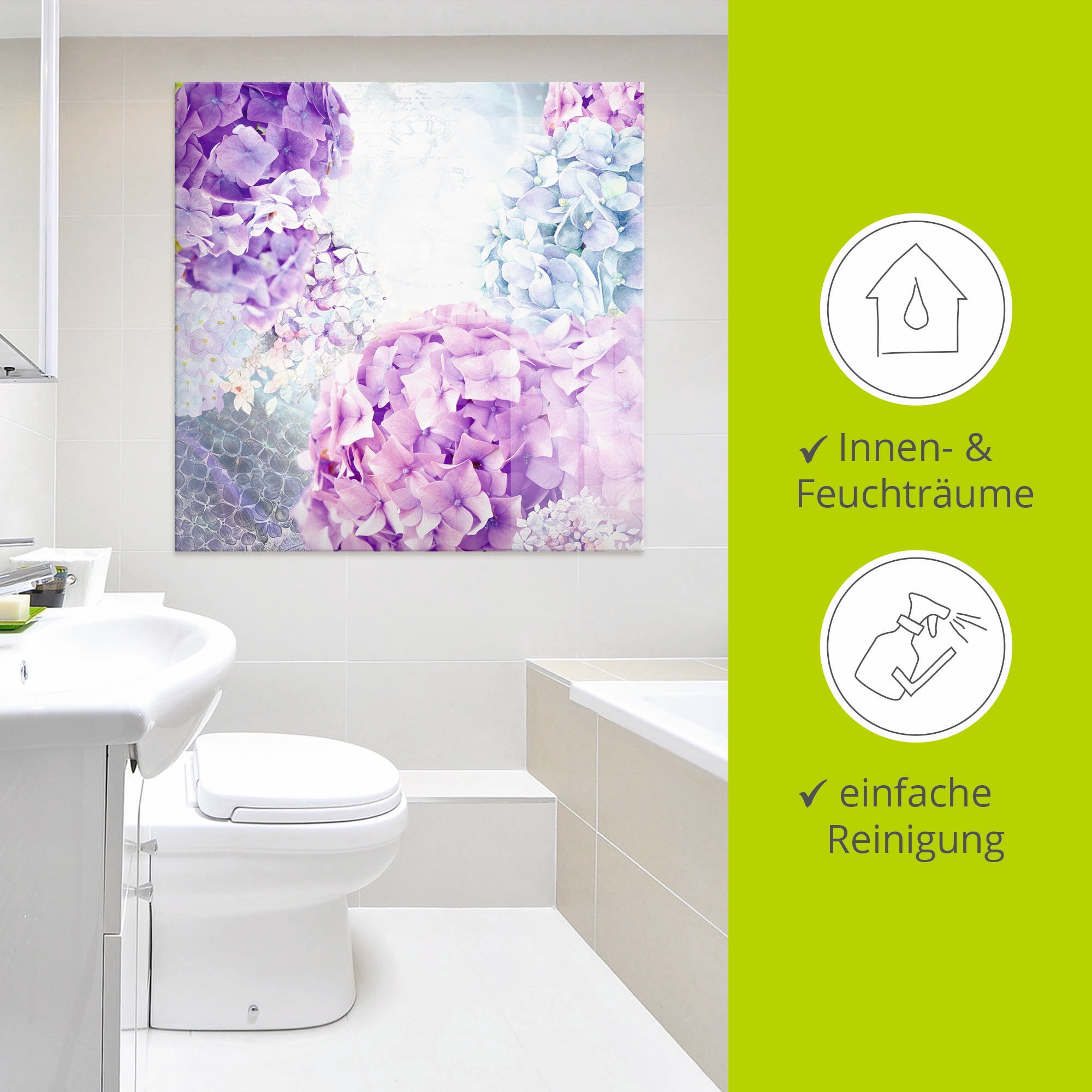 Artland Glasbild »Blau und Pink Hortensie« 1 Stk. tlg. in verschiedenen Größen