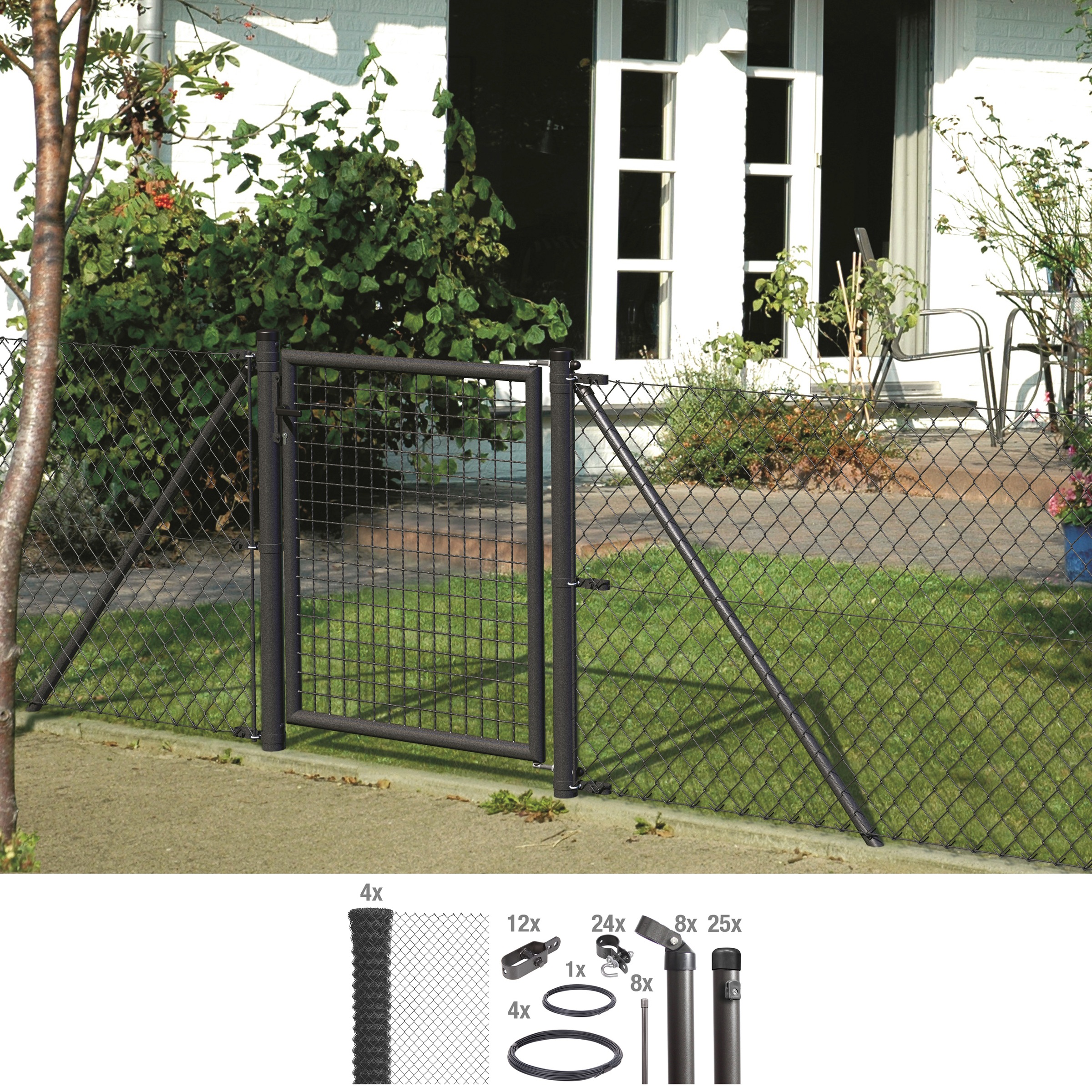 Alberts Maschendrahtzaun, (Set), 150 cm hoch, 60 m, anthrazit