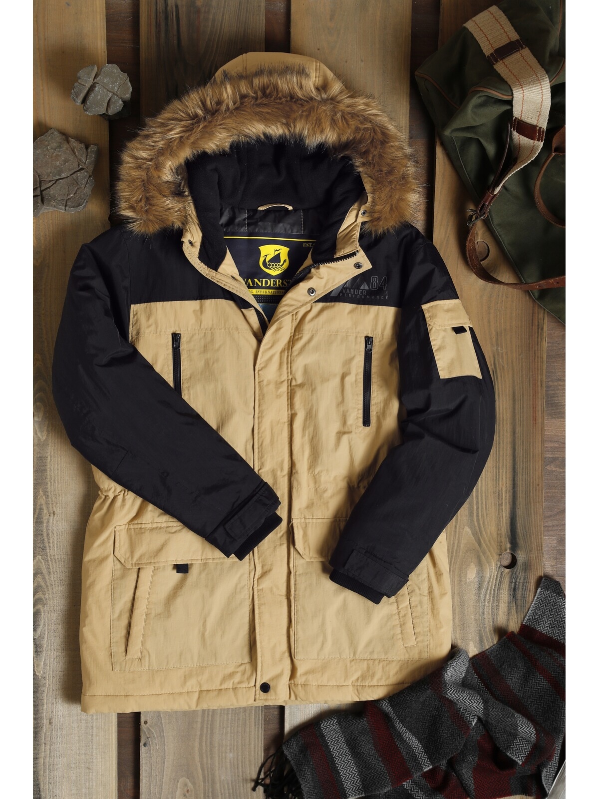 Jan Vanderstorm Outdoorjacke »Parka JOKUM«, (1 St.), Kapuze mit Fellimitatbesatz