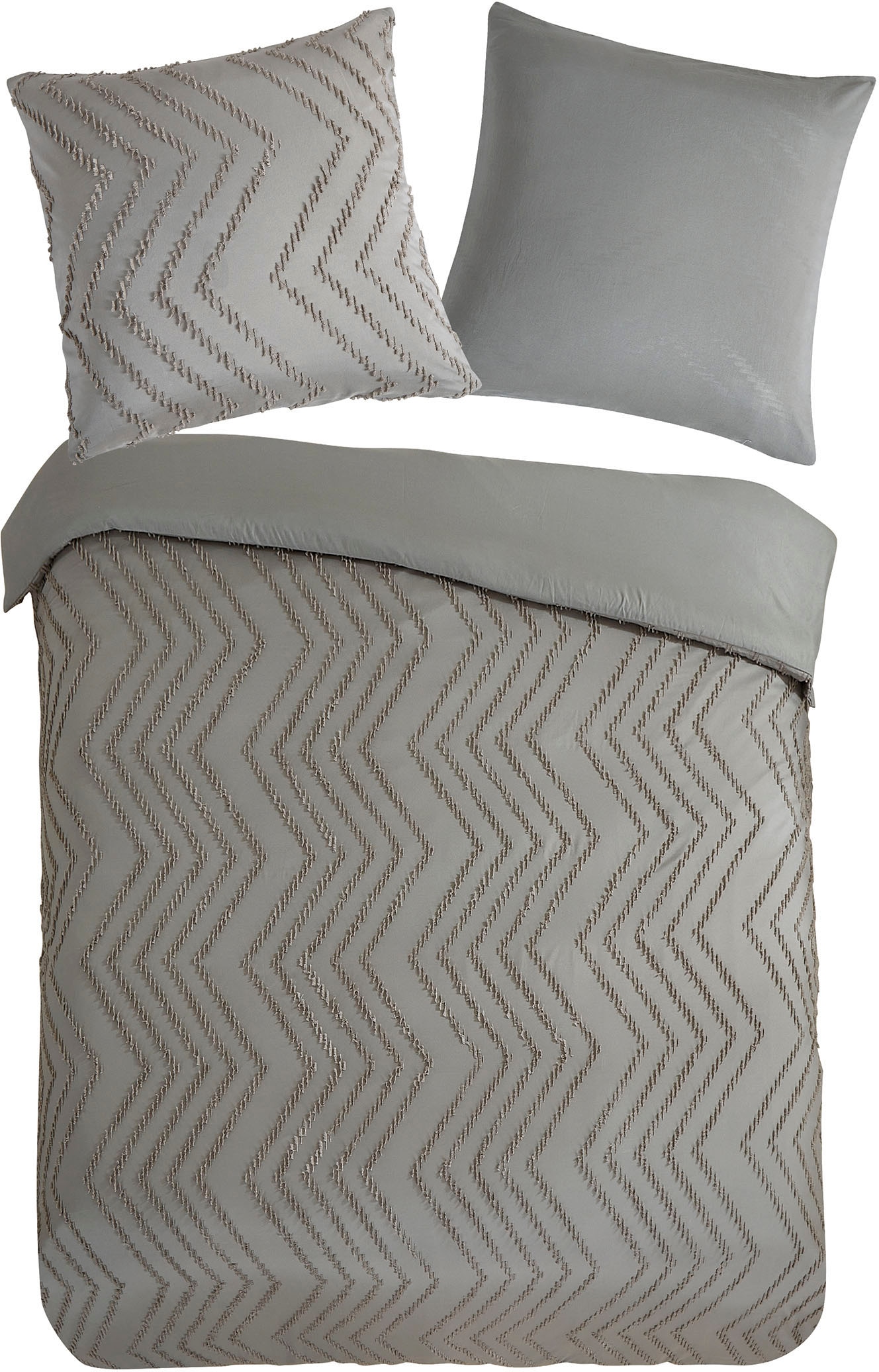 PURE luxury collection Bettwäsche »Zigzag«, Mikrofaser, 135x200, 2 Teilig, Pflegeleicht, Reißverschluss, Luxe, Uni