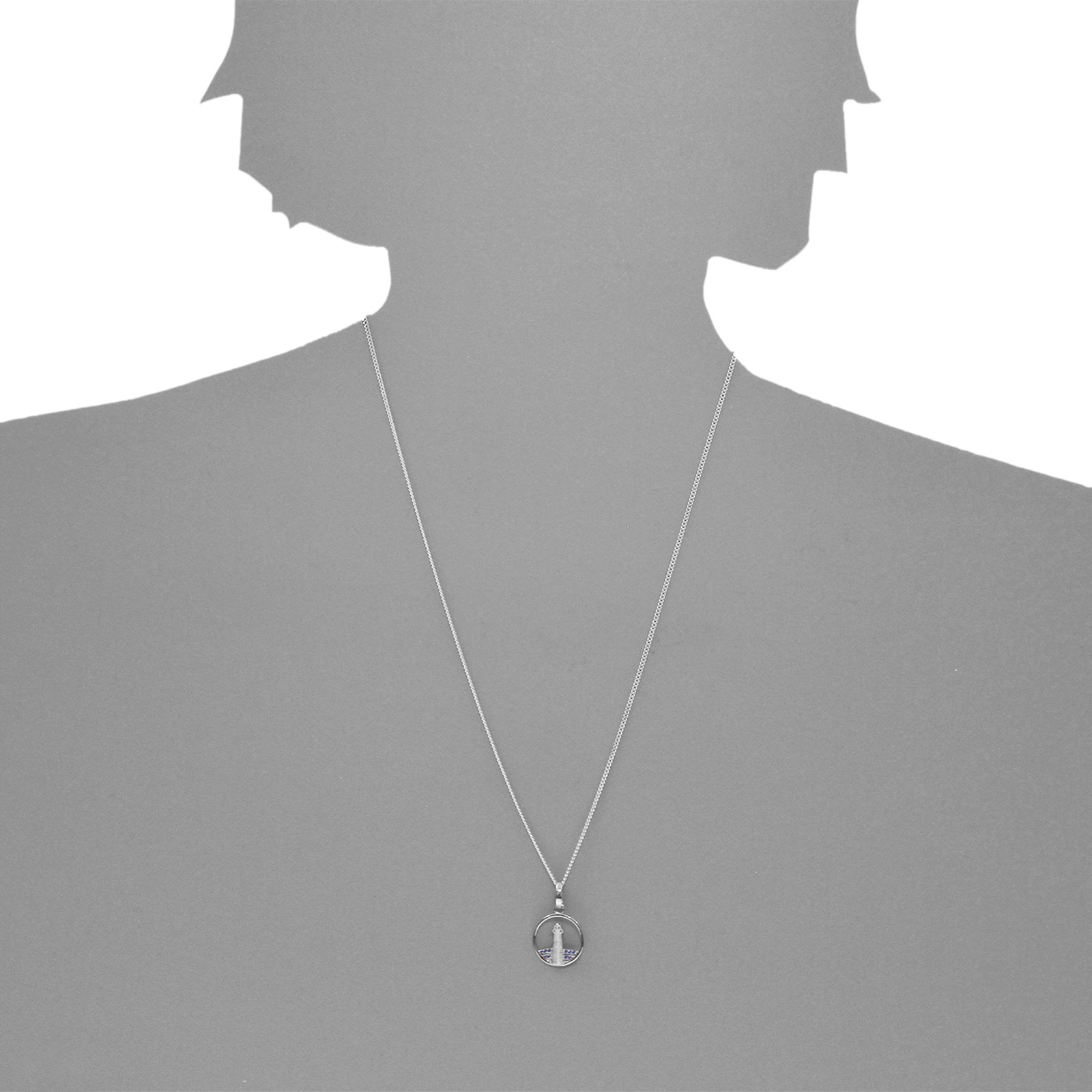 OSTSEE-SCHMUCK Kette und Anhänger Set »- Leuchtturm 15 mm - Silber 925/000 - Zirkonia«