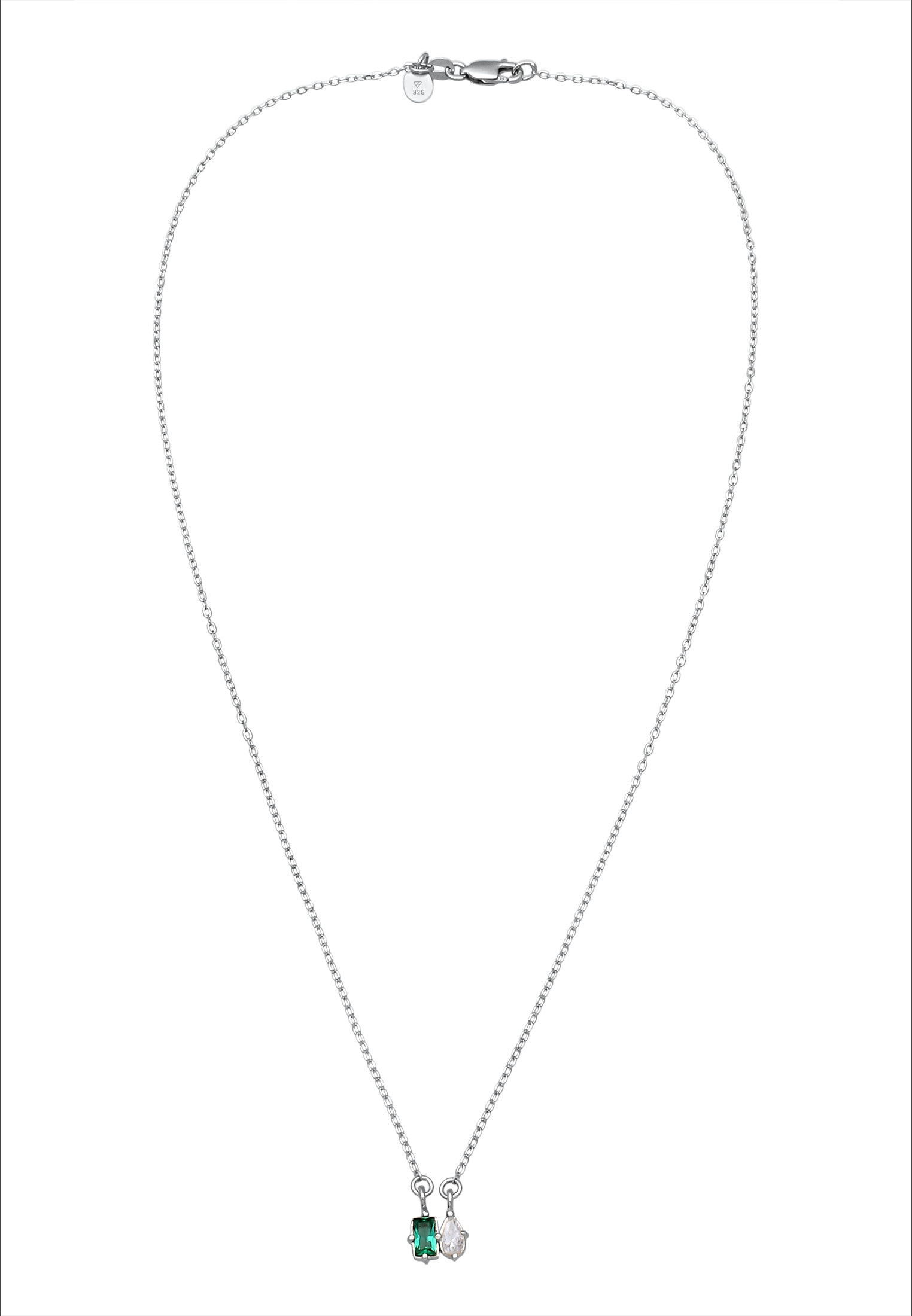Elli Premium Silberkette »Halskette Tropfen Zirkonia Synthetischer Smaragd 925 Sterling Silber«