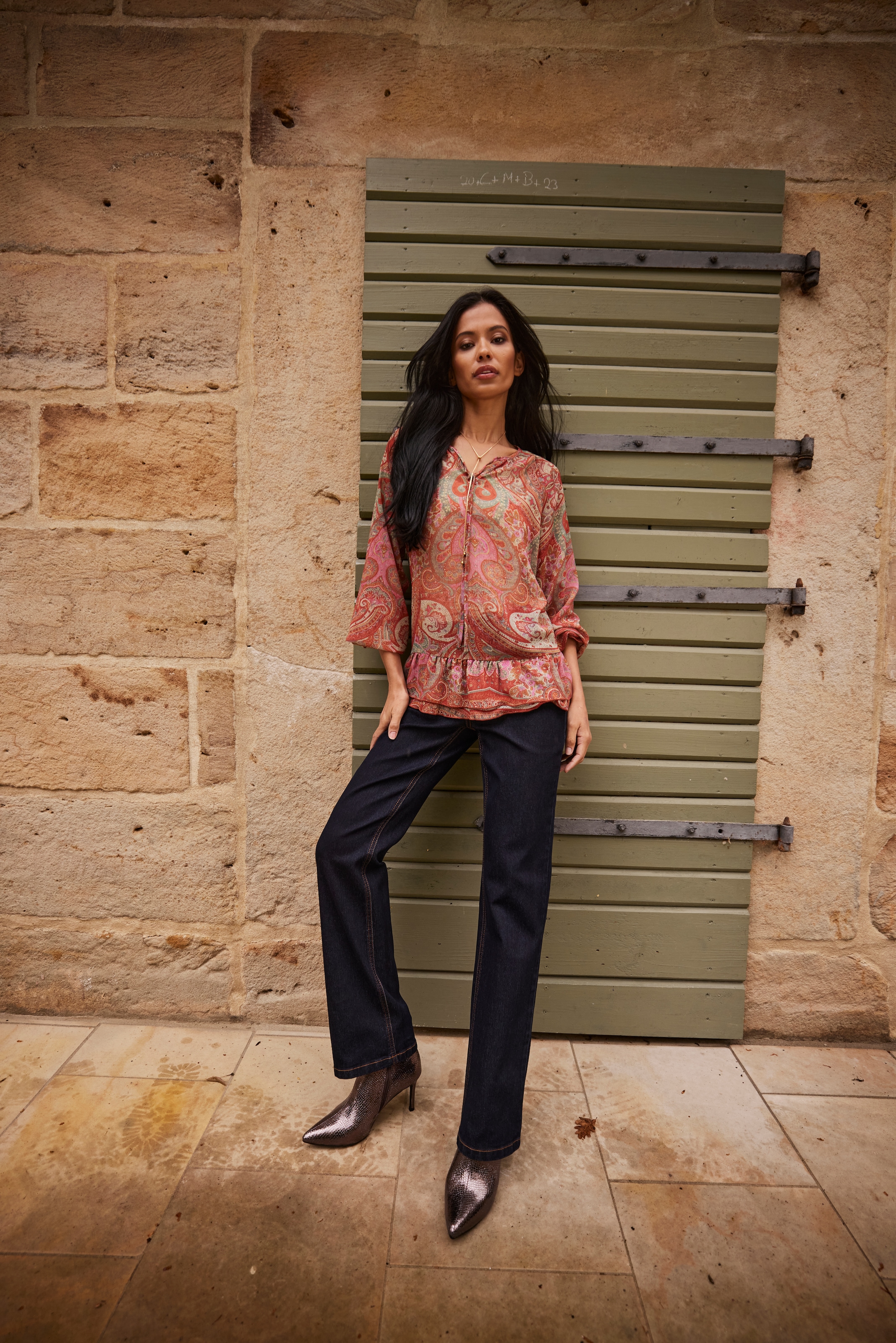 Aniston SELECTED Schlupfbluse aus leicht transparentem Chiffon - NEUE KOLLEKTION