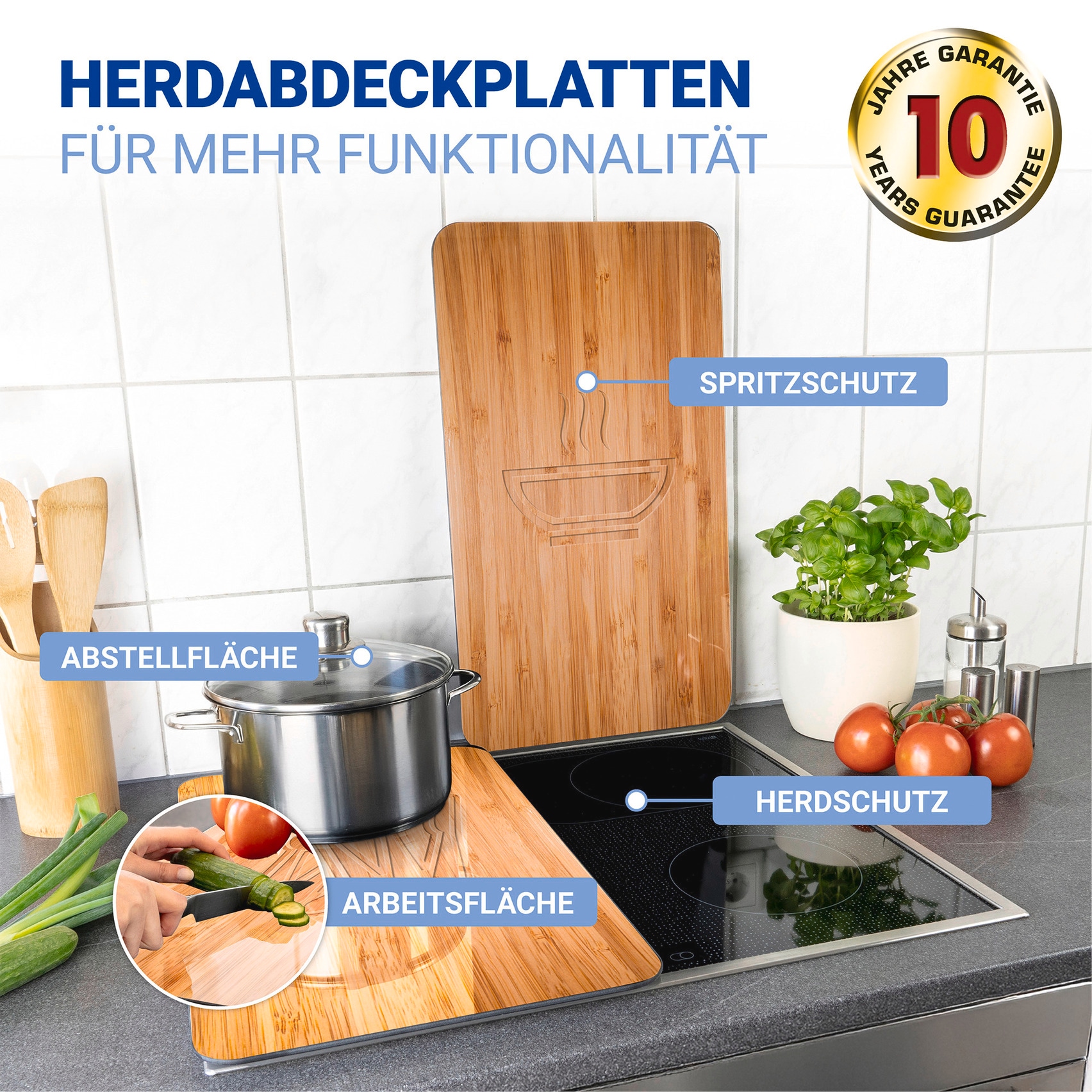 WENKO Herd-Abdeckplatte »Universal Modell Lunch« Herdabdeckung für alle Herdarten, kratzfest, mit rutschfesten Füßen