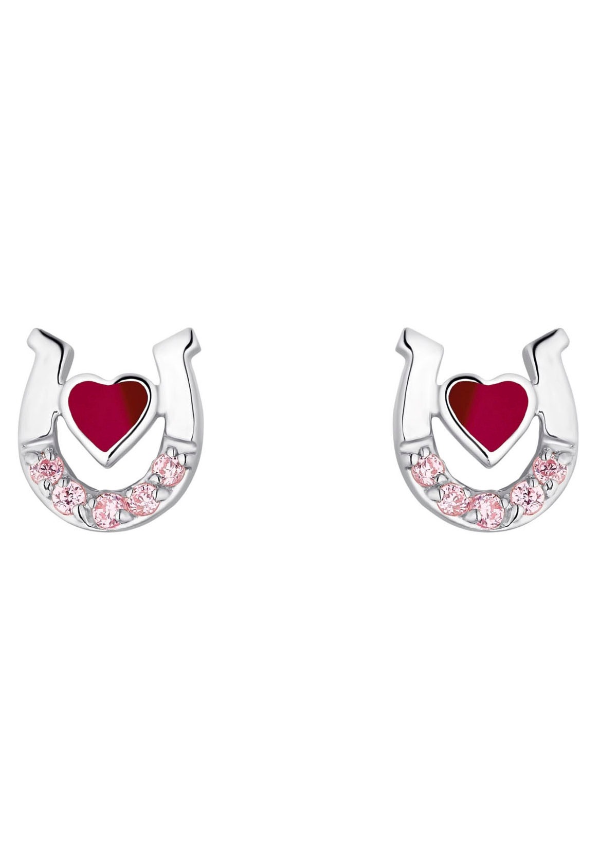 Amor Paar Ohrstecker »Horeses Heart« Made in Germany - mit Emaille, mit Zirkonia (synth.)