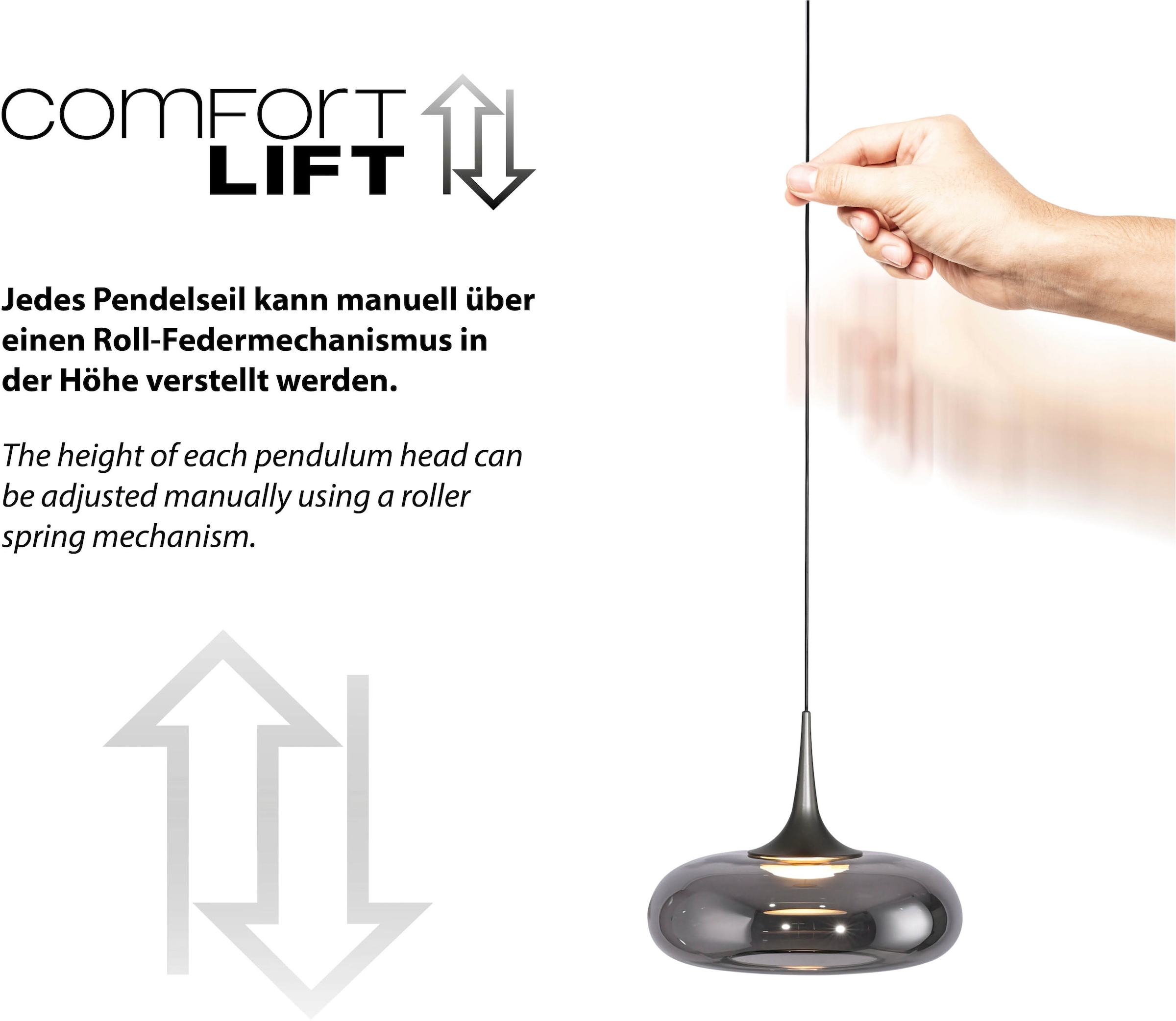 SCHÖNER WOHNEN-Kollektion LED Pendelleuchte »POSH« LED-Board 1 Stk. Warmweiß SCHÖNER WOHNEN Kollektion, SimplyDim, Memoryfunktion, Comfort-Lift