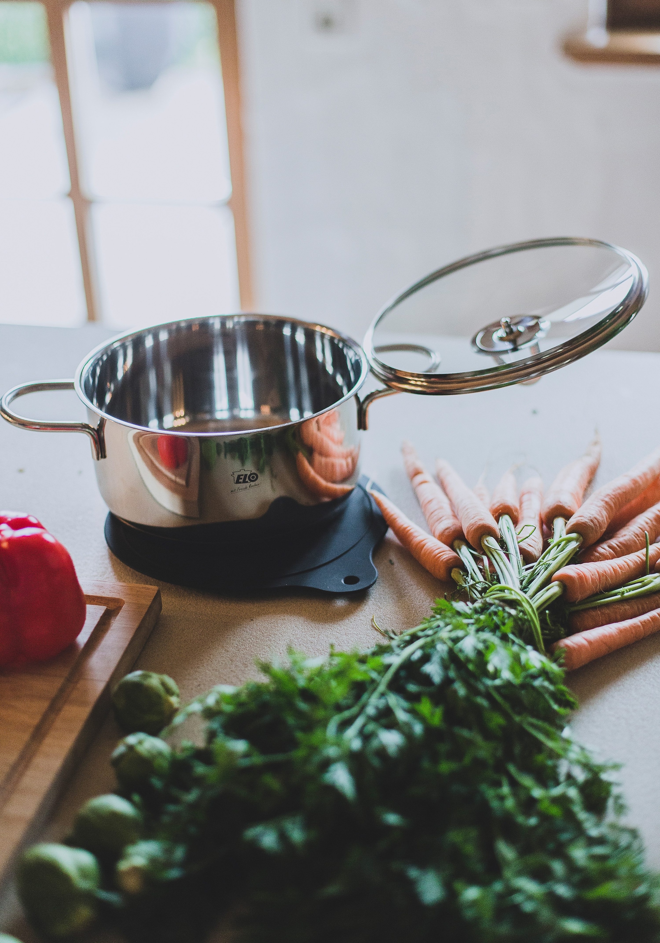 Elo Topf-Set »Rubin« Set, Bratentopf 20cm, Fleischtopf 16/20cm, Kasserolle 16cm, Gemüsetopf24 cm, 9 Stk. tlg. Edelstahl 18/10