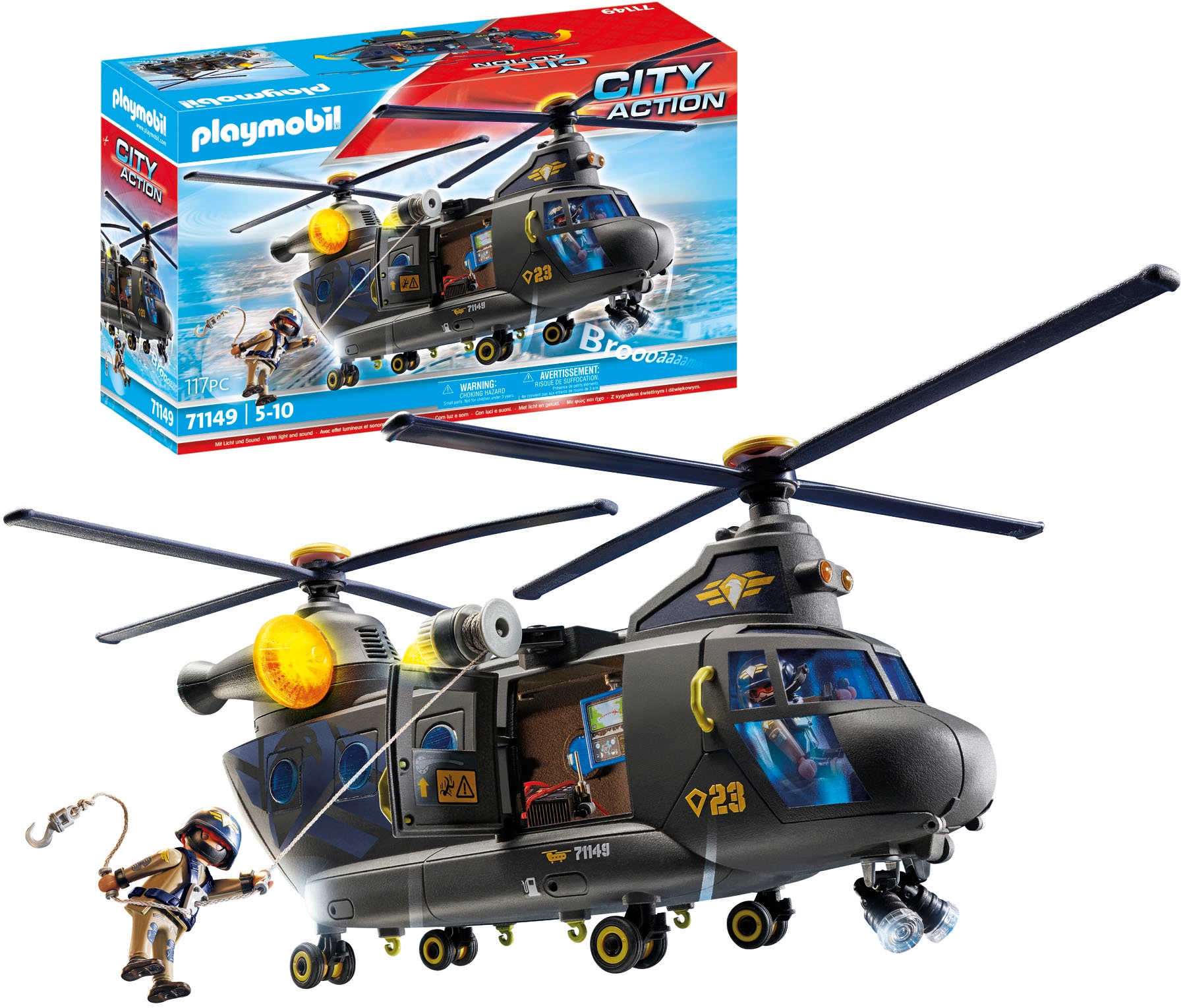 Playmobil® Konstruktions-Spielset »SWAT-Rettungshelikopter (71149), My Action Heroes«, (117 St.), Made in Europe; mit Licht und Sound