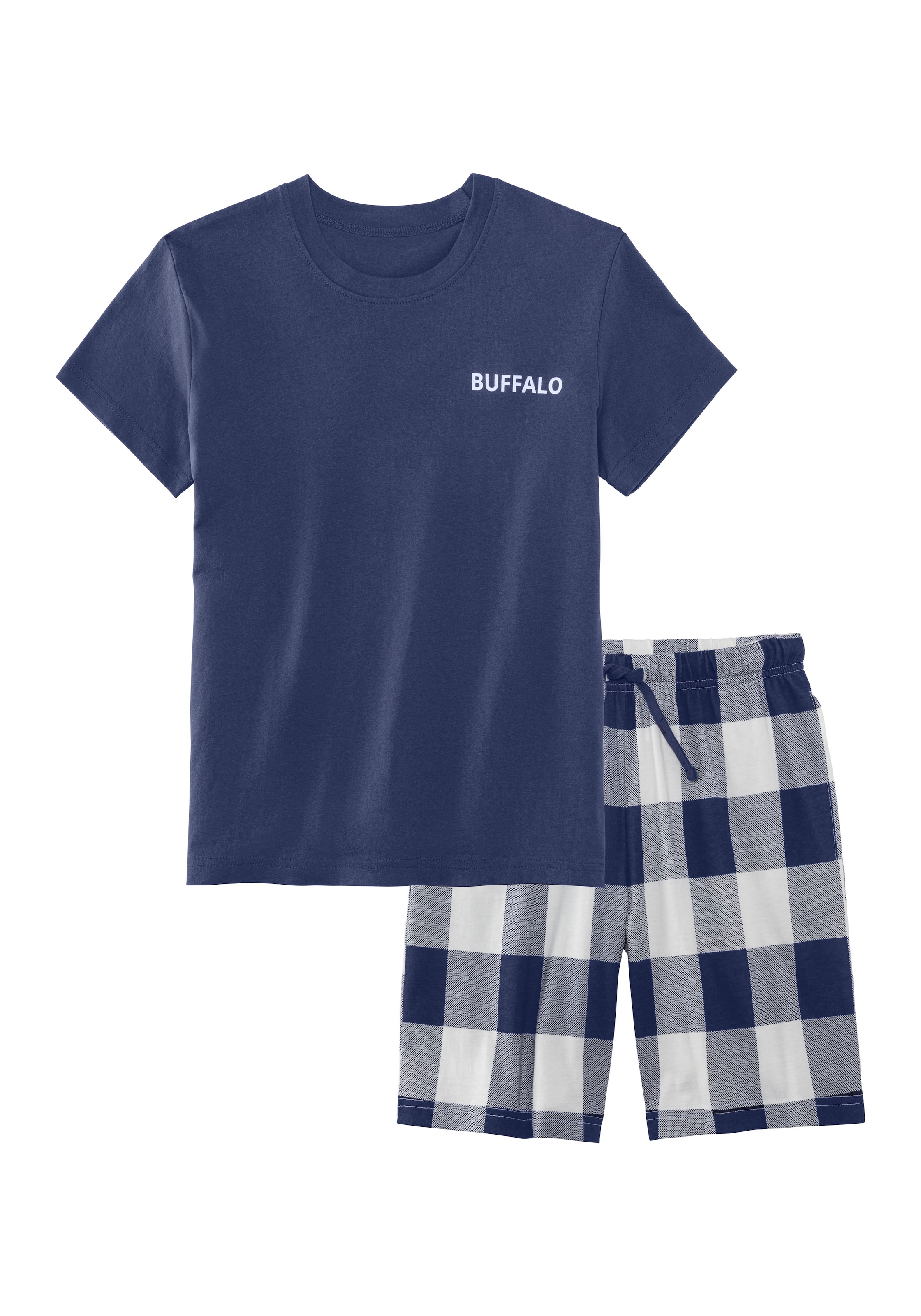 Buffalo Pyjama, (Packung, 2 tlg., 1 Stück), im coolen Karolook