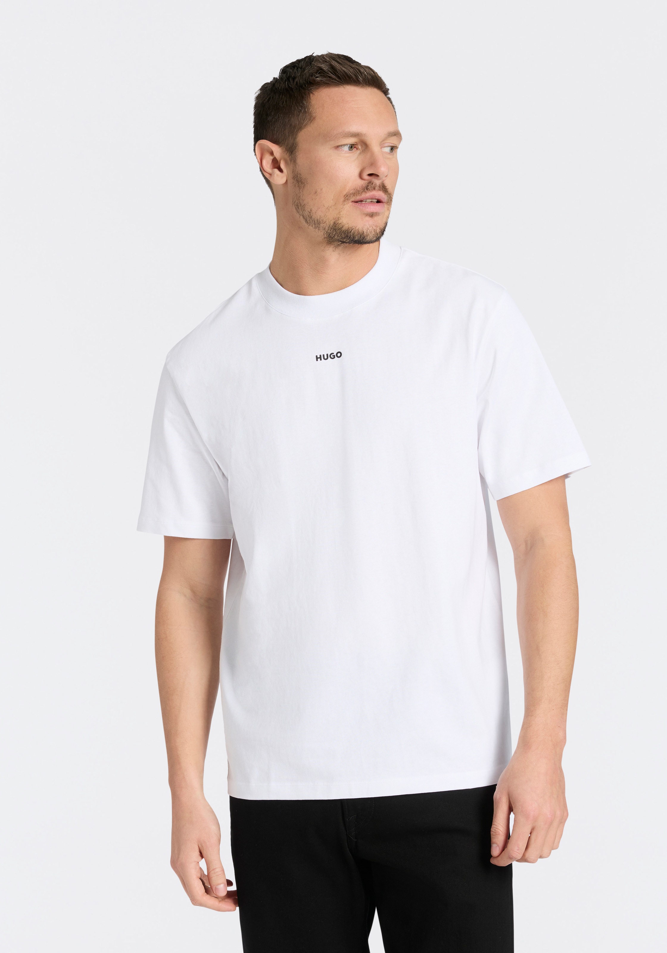 HUGO T-Shirt Rundhalsausschnitt, Relaxed Fit, Logo-Print