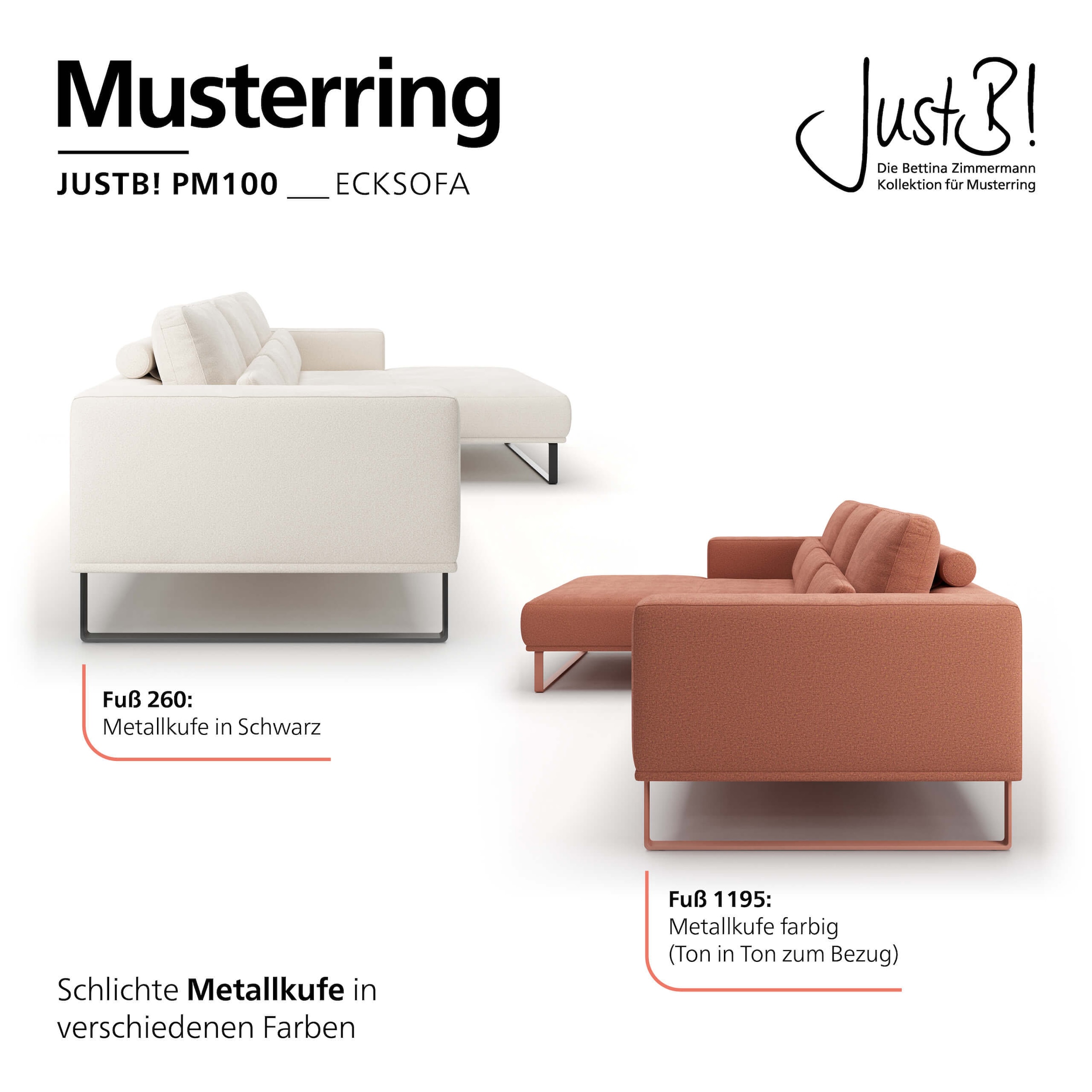 Musterring Ecksofa »JUSTB! PM100, stilvoller Lounge-Komfort von Musterring« Kollektion Bettina Zimmermann, optionaler Sitzvorzug & Fuß-Auswahl