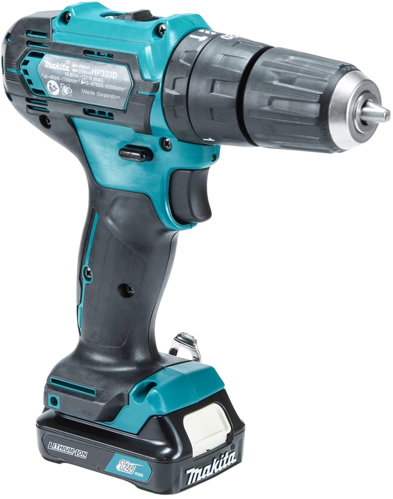 Makita Akku-Schlagbohrschrauber »HP333DSAW«, Sonderfarbe weiß, inkl. Akku 12V/2Ah, Ladegerät und Koffer