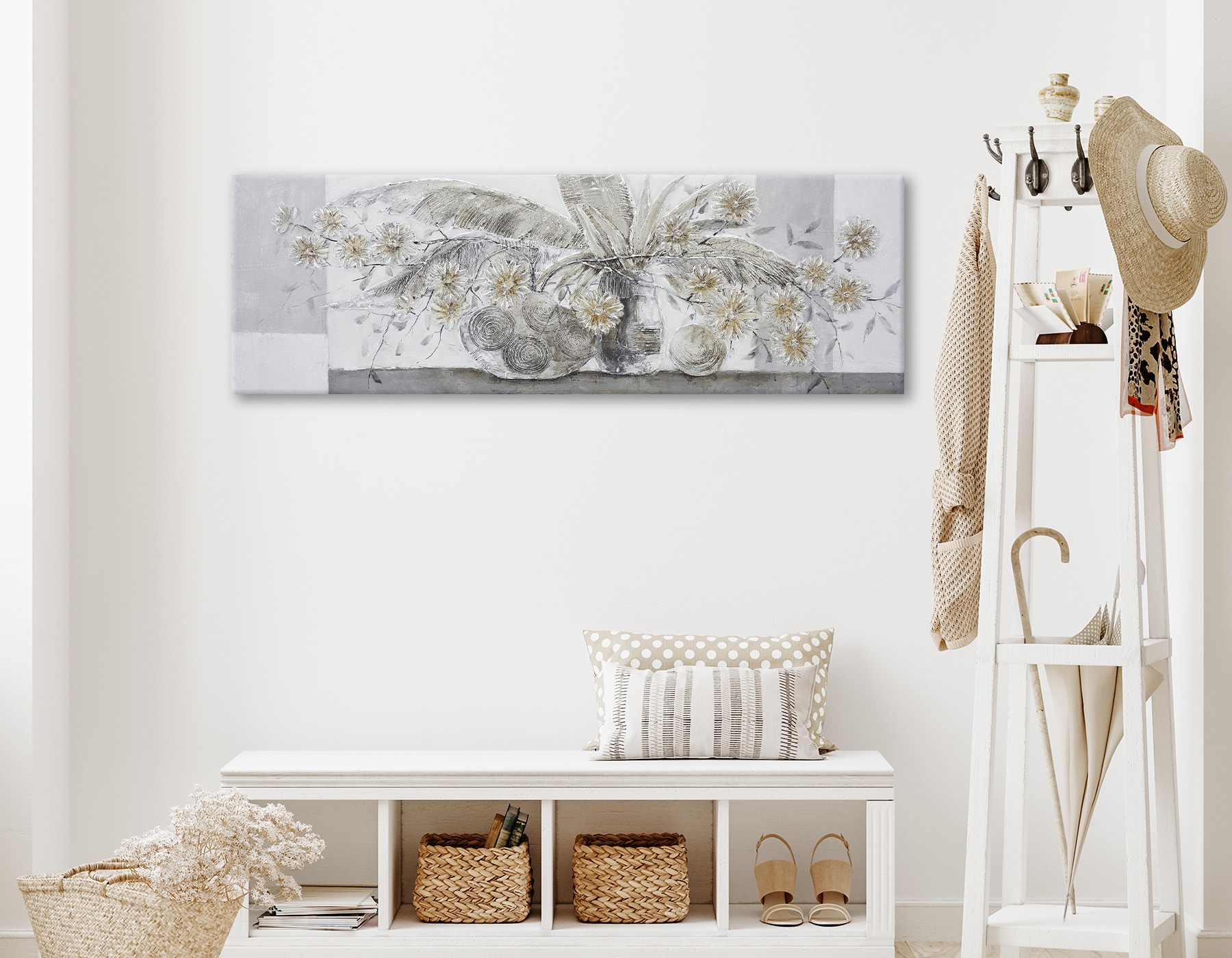 Bönninghoff Ölgemälde »handarbeit BLUMENVASE 40x120 cm – Wandbild Kunst Deko modern«
