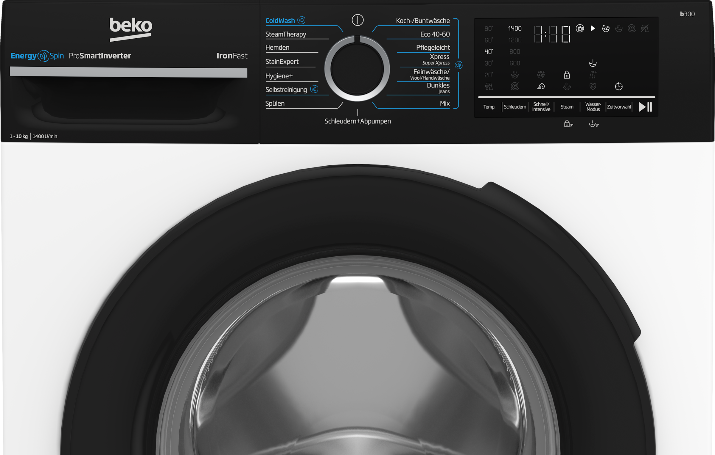 BEKO Waschmaschine »BM3WFU41041W«, 10 kg, 1400 U/min, Waschen mit EnergySpin: Bis zu 35 % Energie sparen – nicht nur in Eco