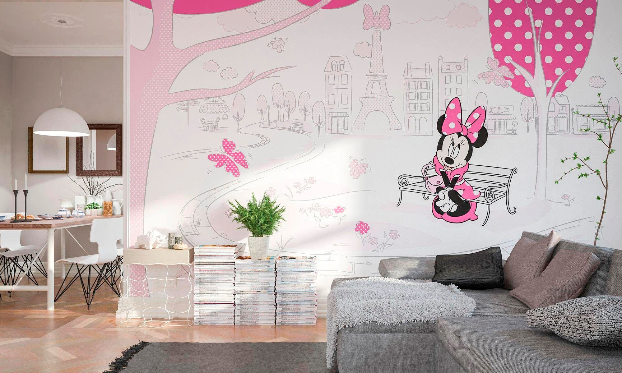 Komar Vliestapete »Digitaldruck Vlies -  Minnie in Paris - Größe 400 x 250 cm« bedruckt glatt Wohnzimmer, Schlafzimmer
