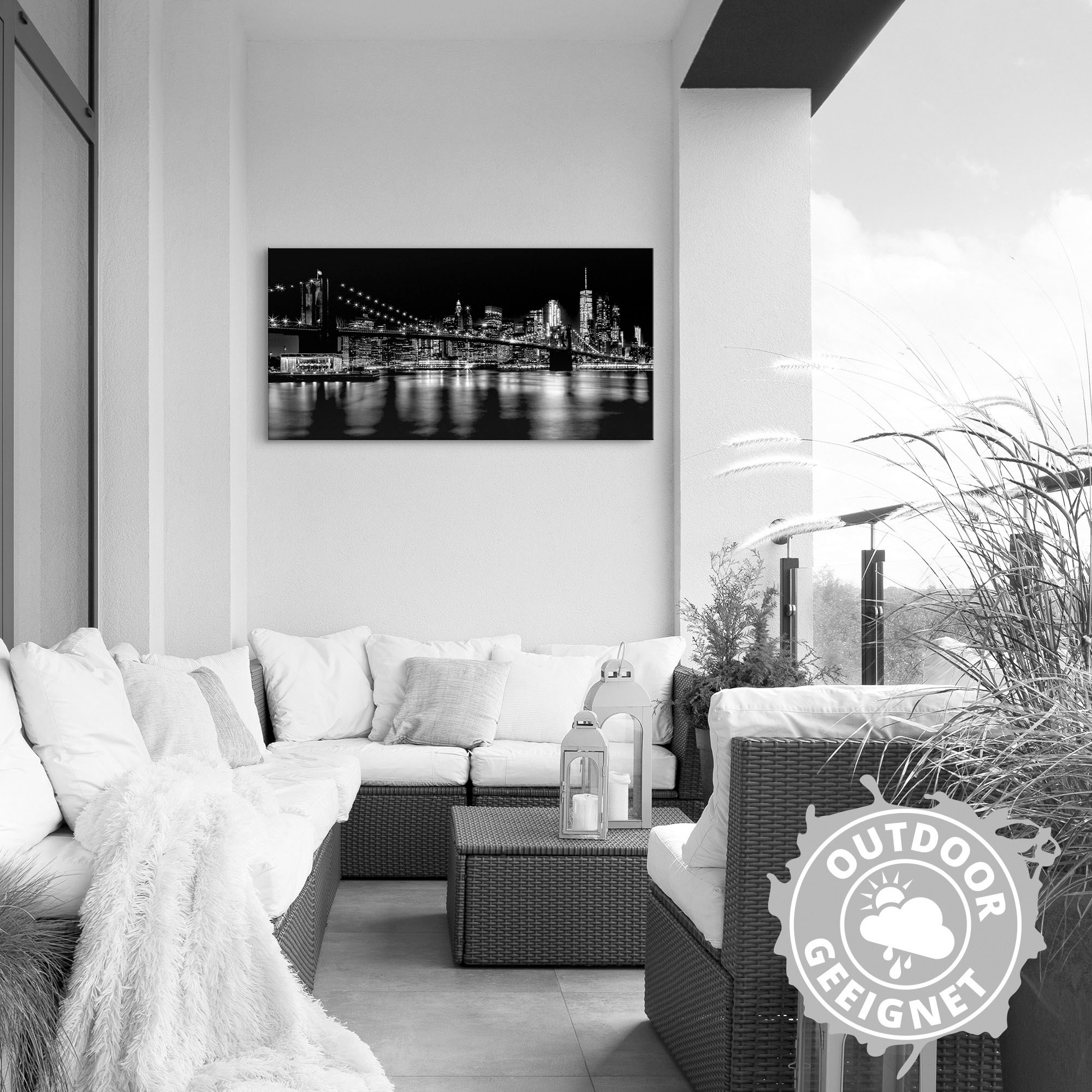 Artland Alu-Dibond-Druck »Manhattan Skyline & Brroklyn Bridge« Amerika 1 Stk. tlg. für Innen- und Außenbereich geeignet, Outdoorbild