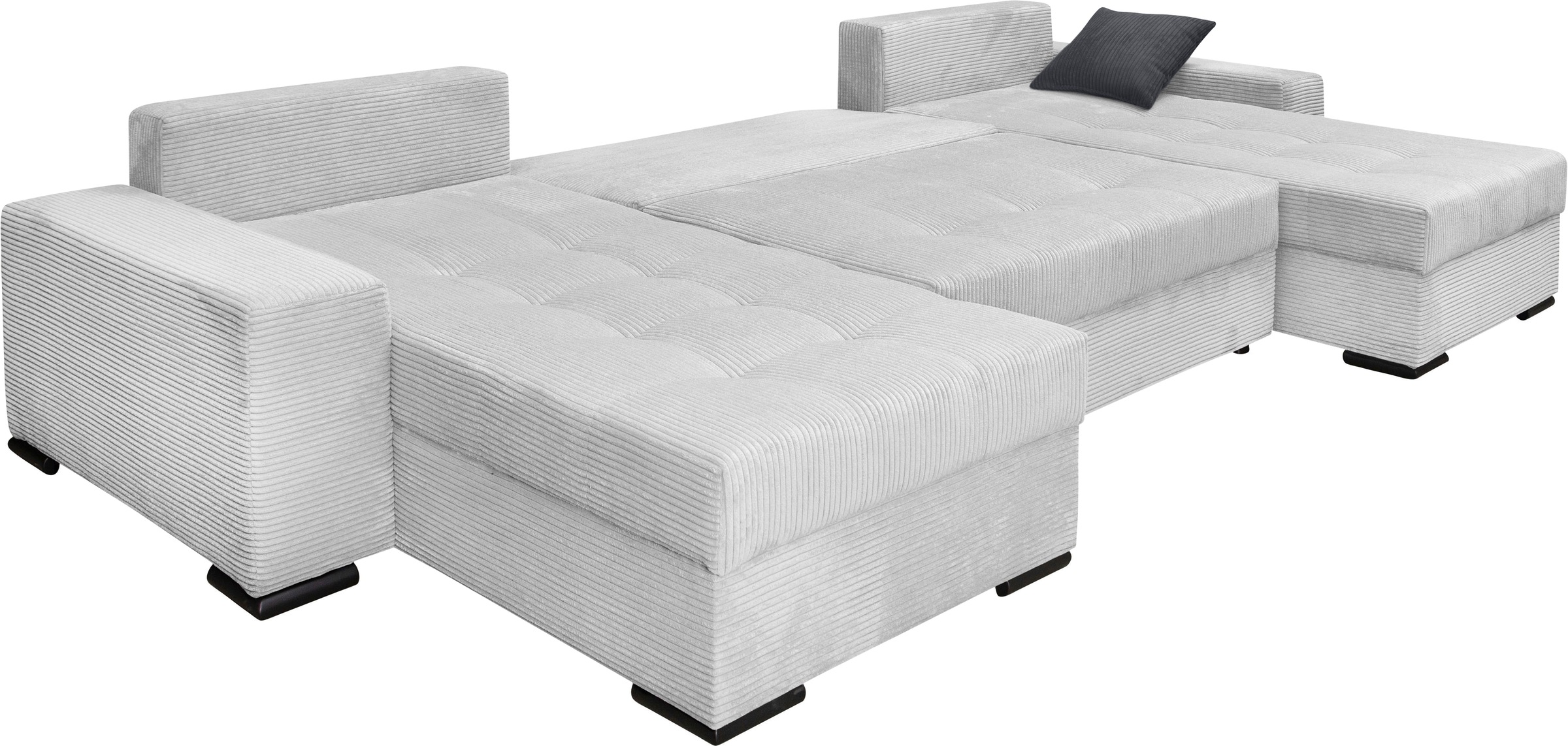 COLLECTION AB Wohnlandschaft »Josy XL U-Form, B: 313 cm in Cord, Cord-Mix« mit Bettfunktion, Bettkasten & 2 Zierkissen, Federkern