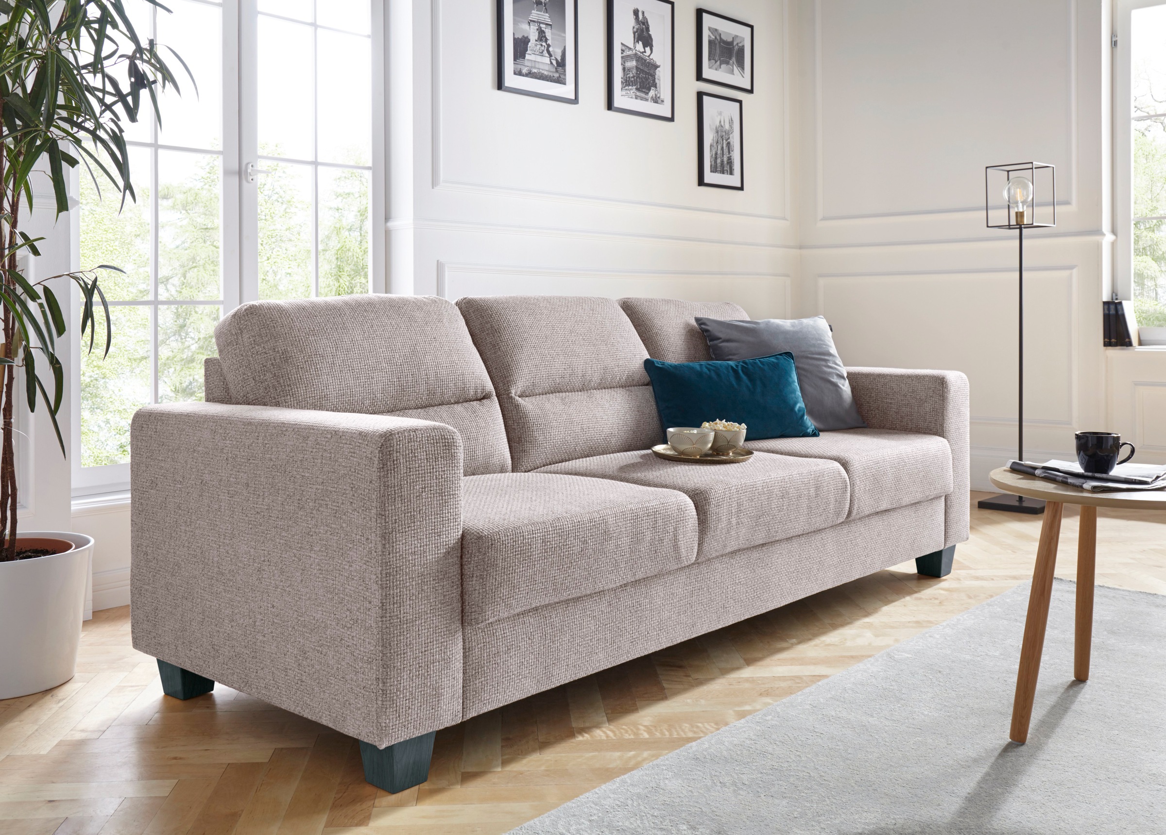 TRENDMANUFAKTUR 3-Sitzer »Chamber mit hohem Sitzkomfort«, in zeitloser Optik, Kopfstützen optional bestellbar