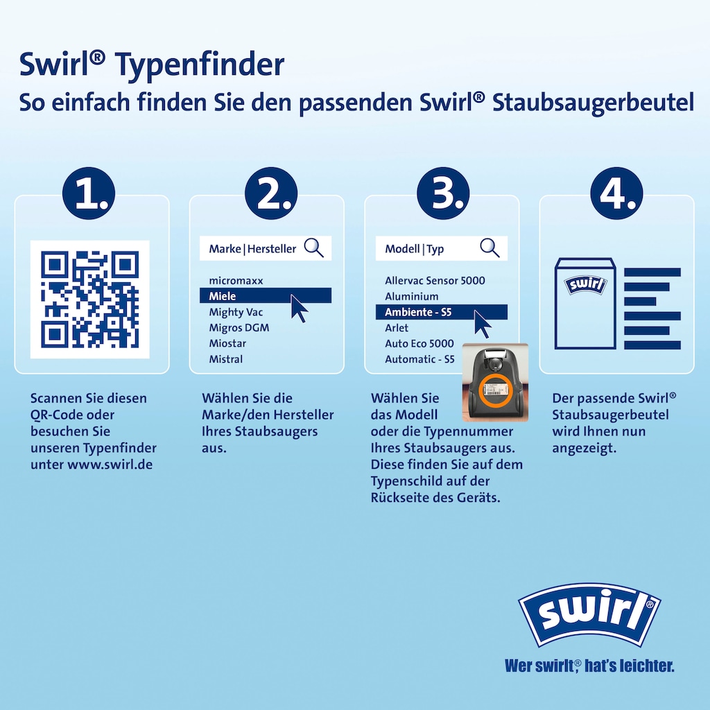 Swirl Staubsaugerbeutel »A 07 für AEG«, (Packung)