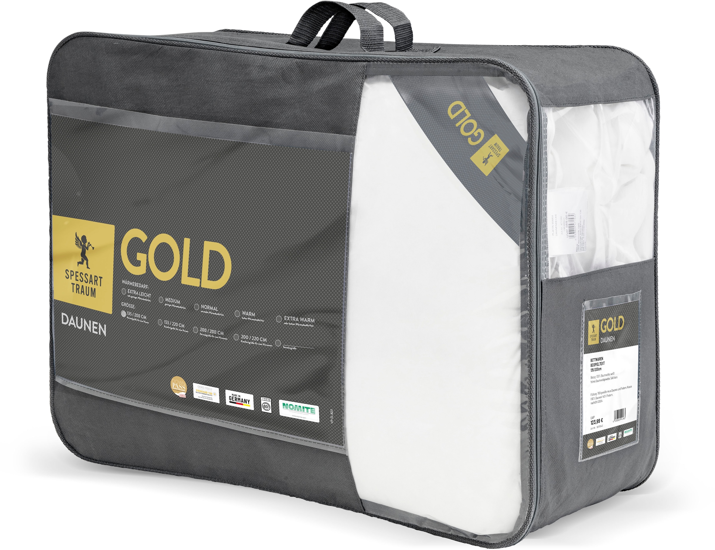 SPESSARTTRAUM Gänsedaunenbettdecke »Gold«, extraleicht, Füllung 100% Gänsedaunen, Bezug 100% Baumwolle, (1 St.), hergestellt in Deutschland, allergikerfreundlich