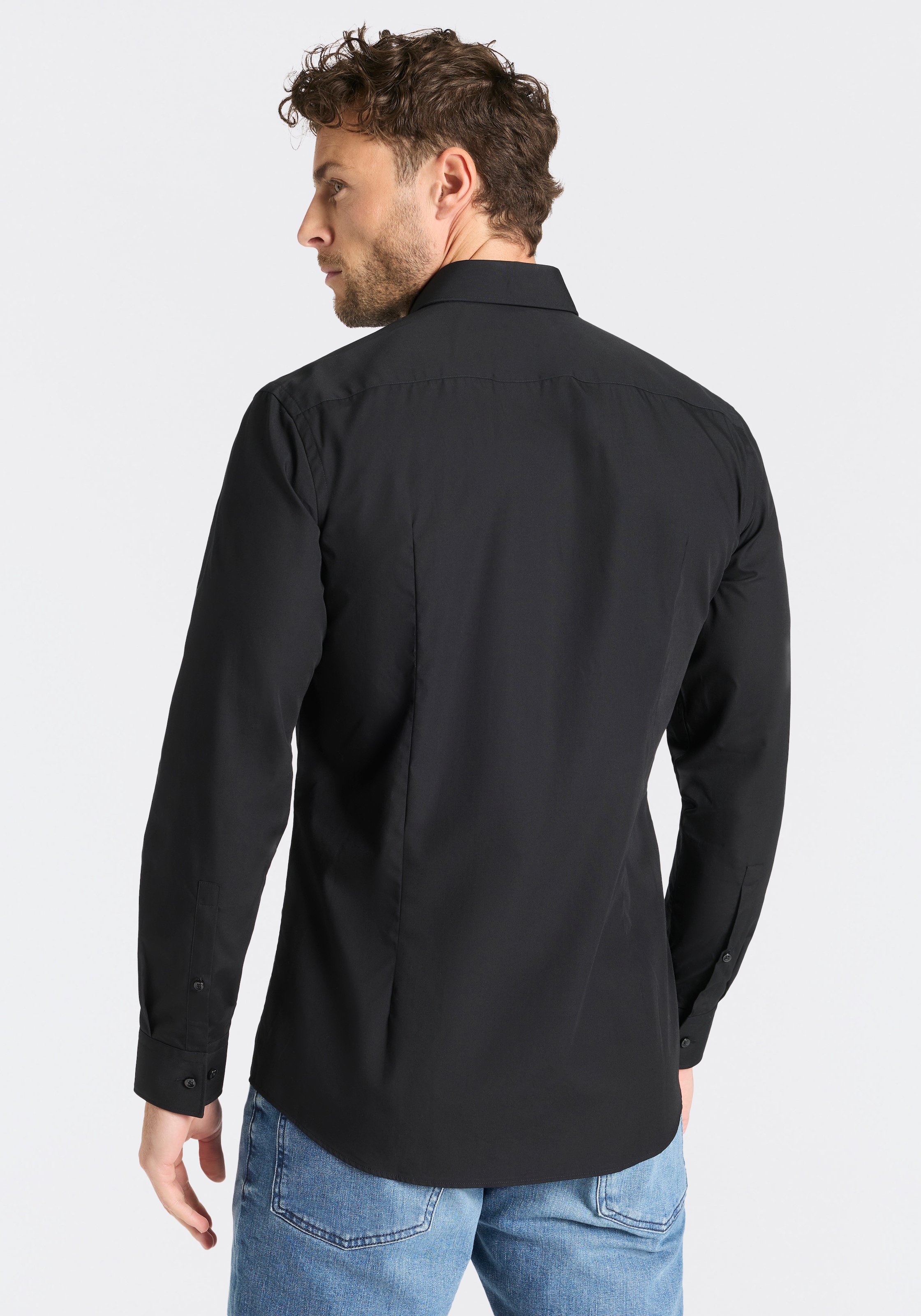 HUGO Langarmhemd »Kenno« Slim-Fit Hemd aus bügelleichter Baumwoll-Popeline