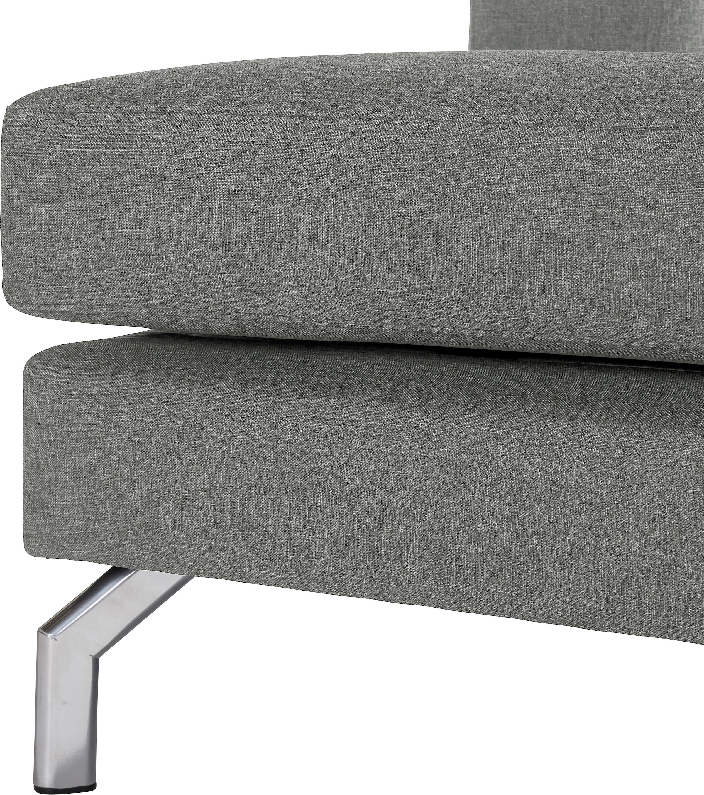 Max Winzer® Ecksofa »Flori Set inkl. Hocker, guter Sitzkomfort, aktuelles Design«, (Spar-Set, Ecksofa und Hocker), elegant mit abgewinkelten Chromfüßen, inklusive Zierkissen