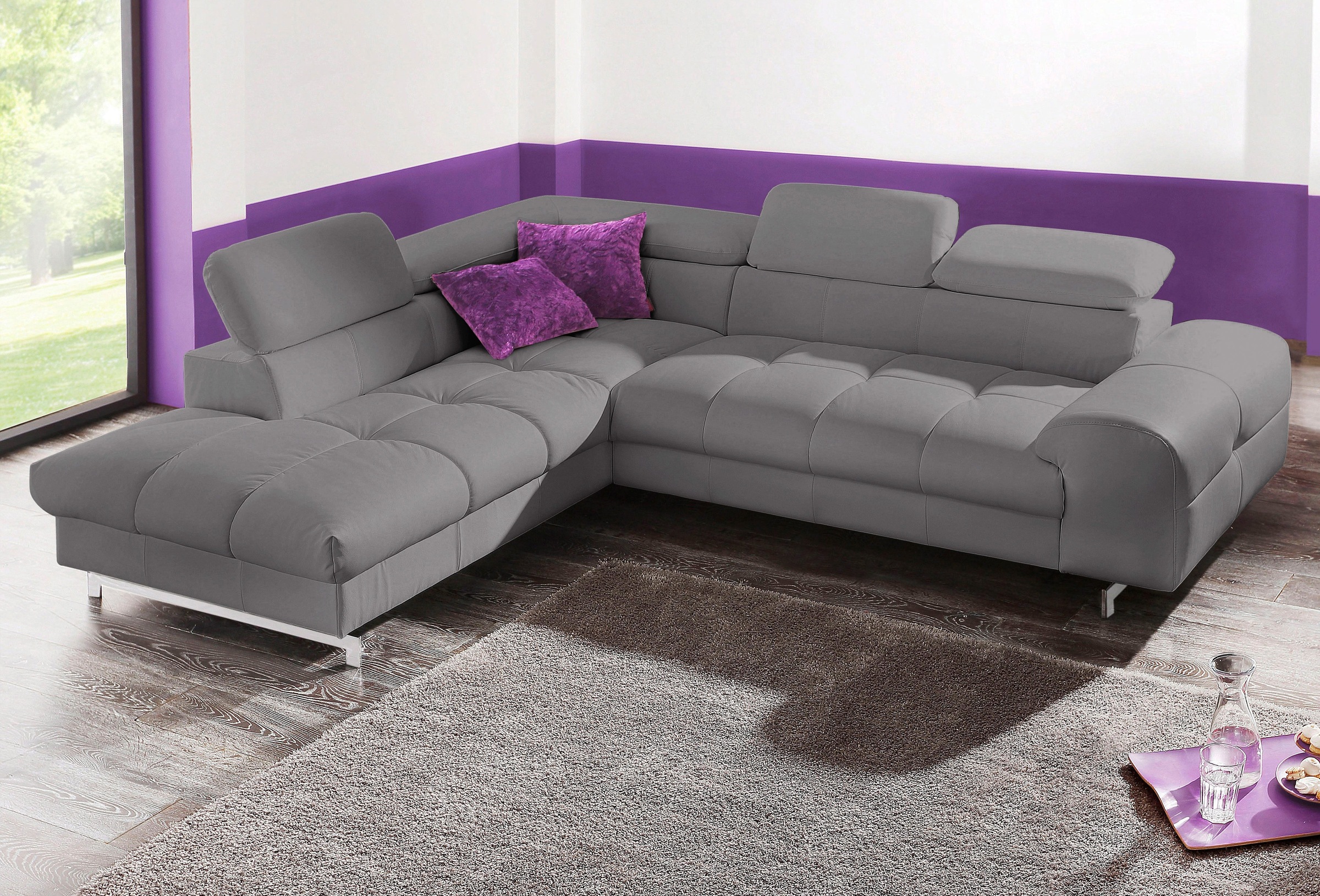 COTTA Ecksofa »Chef L-Form«, mit Kopfteilverstellung, wahlweise mit Bettfunktion