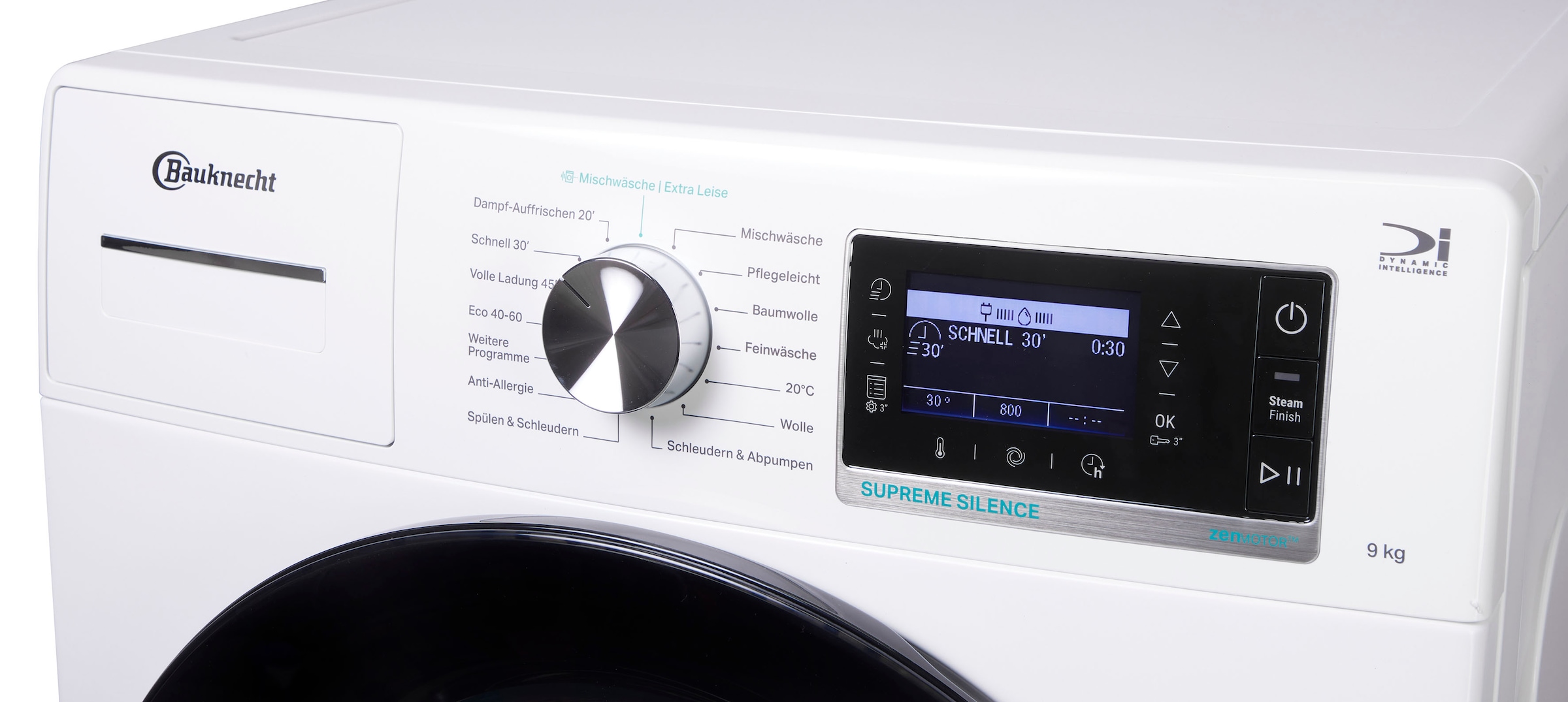 BAUKNECHT Waschmaschine »B6R 98E SILENCE DE«, 9 kg, 1400 U/min, Dampfprogramm, besonders leise, Vollwasserschutz