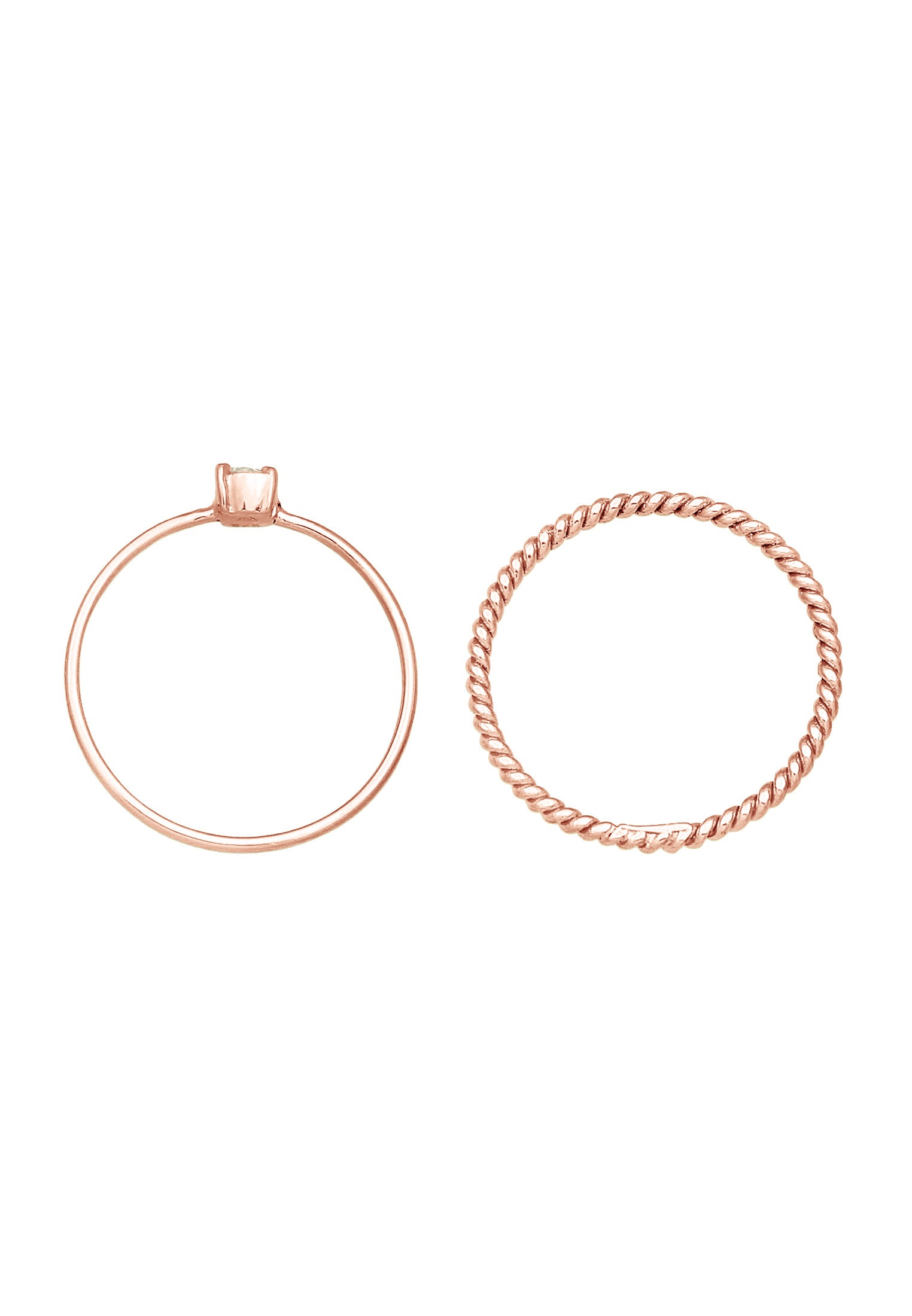 Elli Ring-Set »Ring Zirkonia Gedreht Twisted Set (2 tlg) 925 Silber«