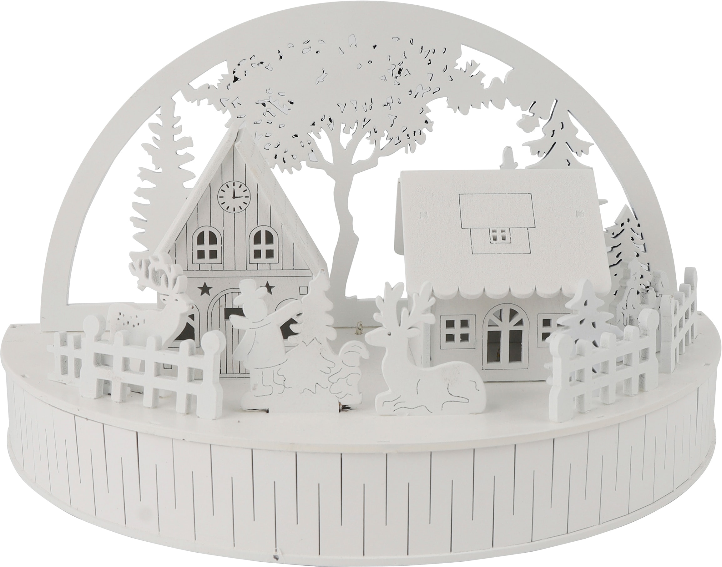 OTTO home Weihnachtsdorf »Weihnachtsszene mit LED-Licht« Holz, weißes Dorf mit Häusern und Rentieren
