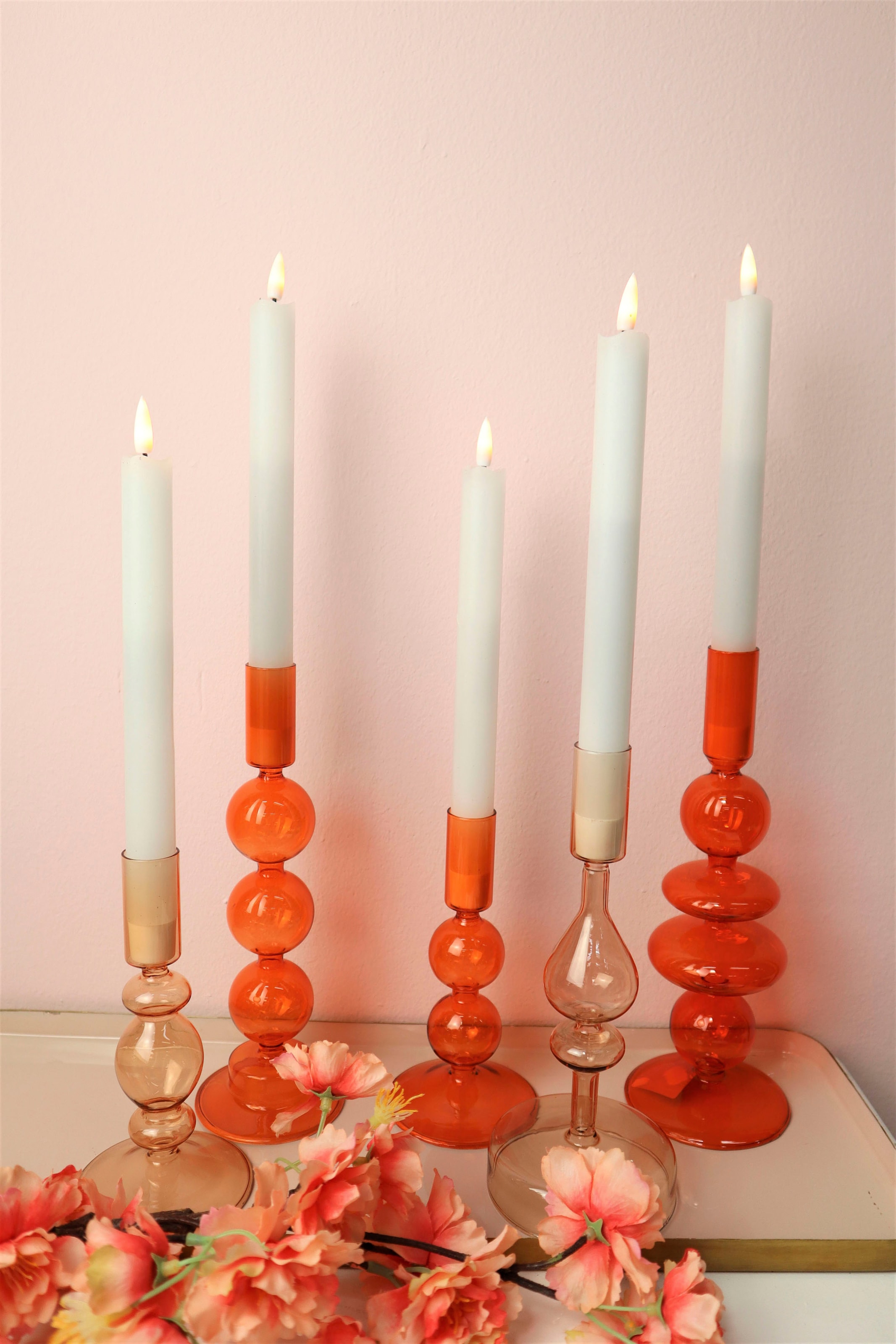 Leonique Kerzenleuchter »Loirina«, (Set, 2 St.), Stabkerzenhalter aus Glas, Höhe  ca. 17 cm auf Rechnung bestellen