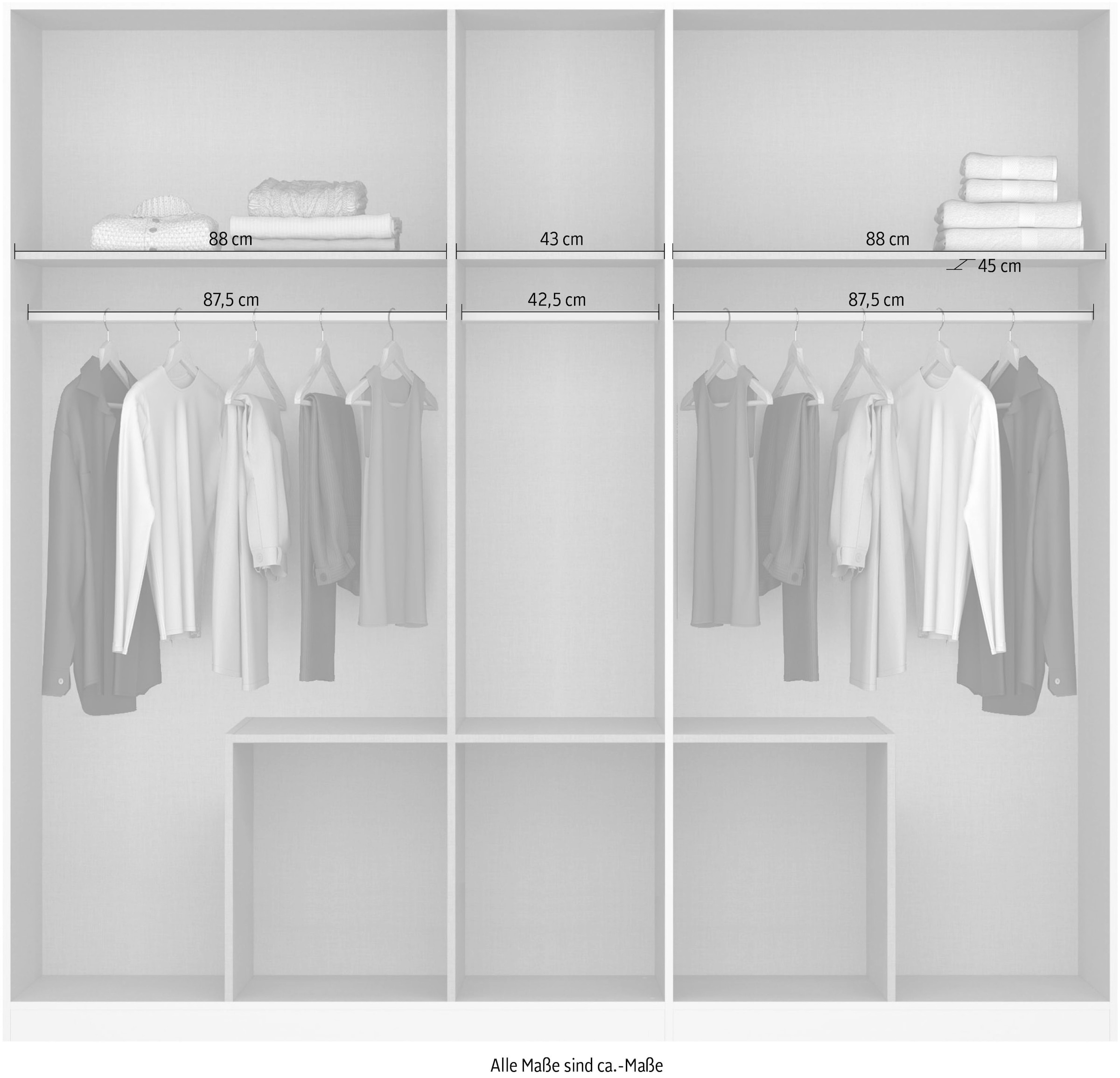 rauch Drehtürenschrank »Kleiderschrank Schrank mit Spiegel Garderobe Garderobenschrank MAINZ«, grifflose Front mit Spiegel, Außentüren mit Push-to-Open Funktion