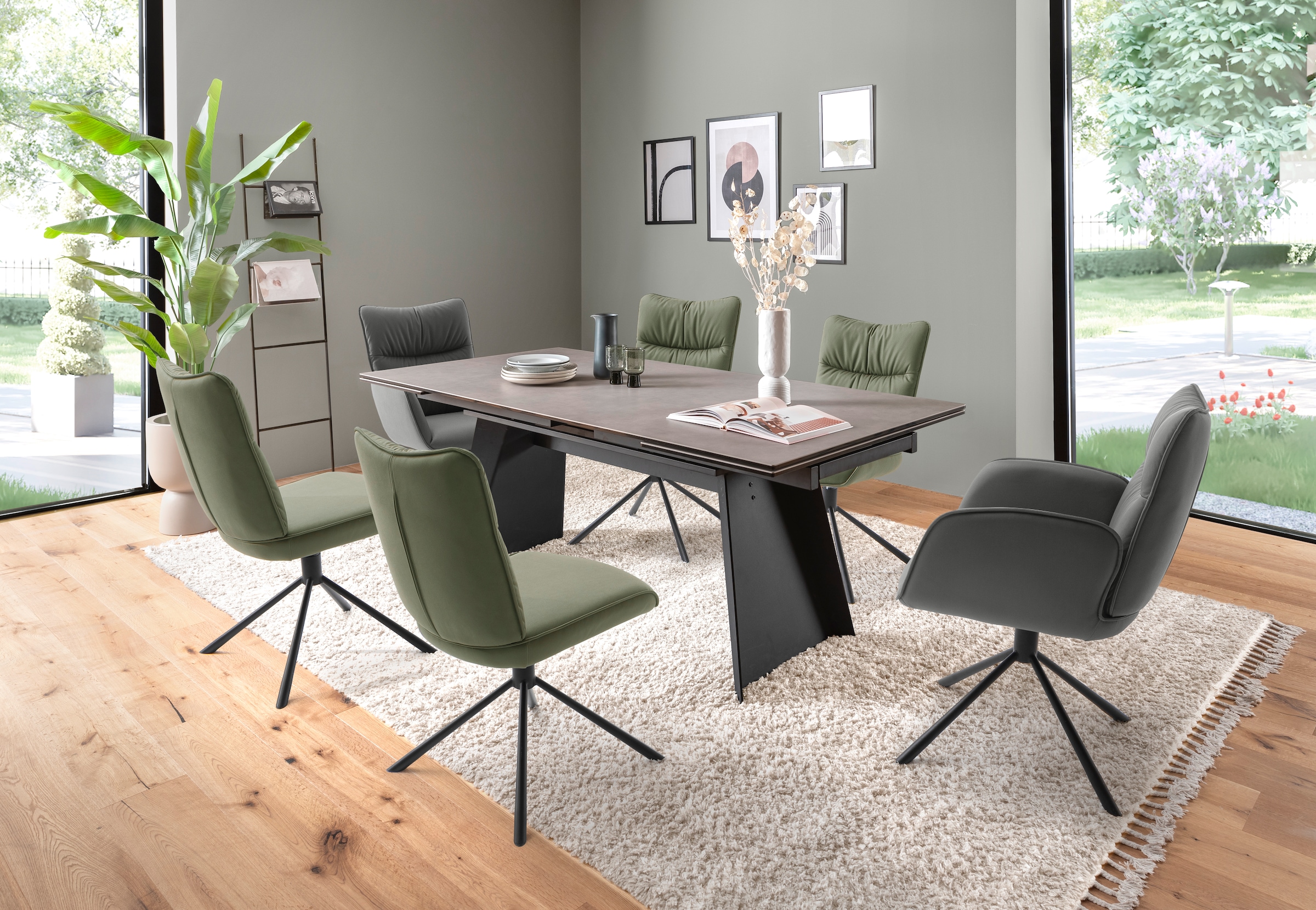 MCA furniture Esstisch »MOLINARA Auzugtisch 200-290cm hellgrau«, (1 St.), Keramik, Metall, Stirnauszug, ausziehbar, 10-12 Personen