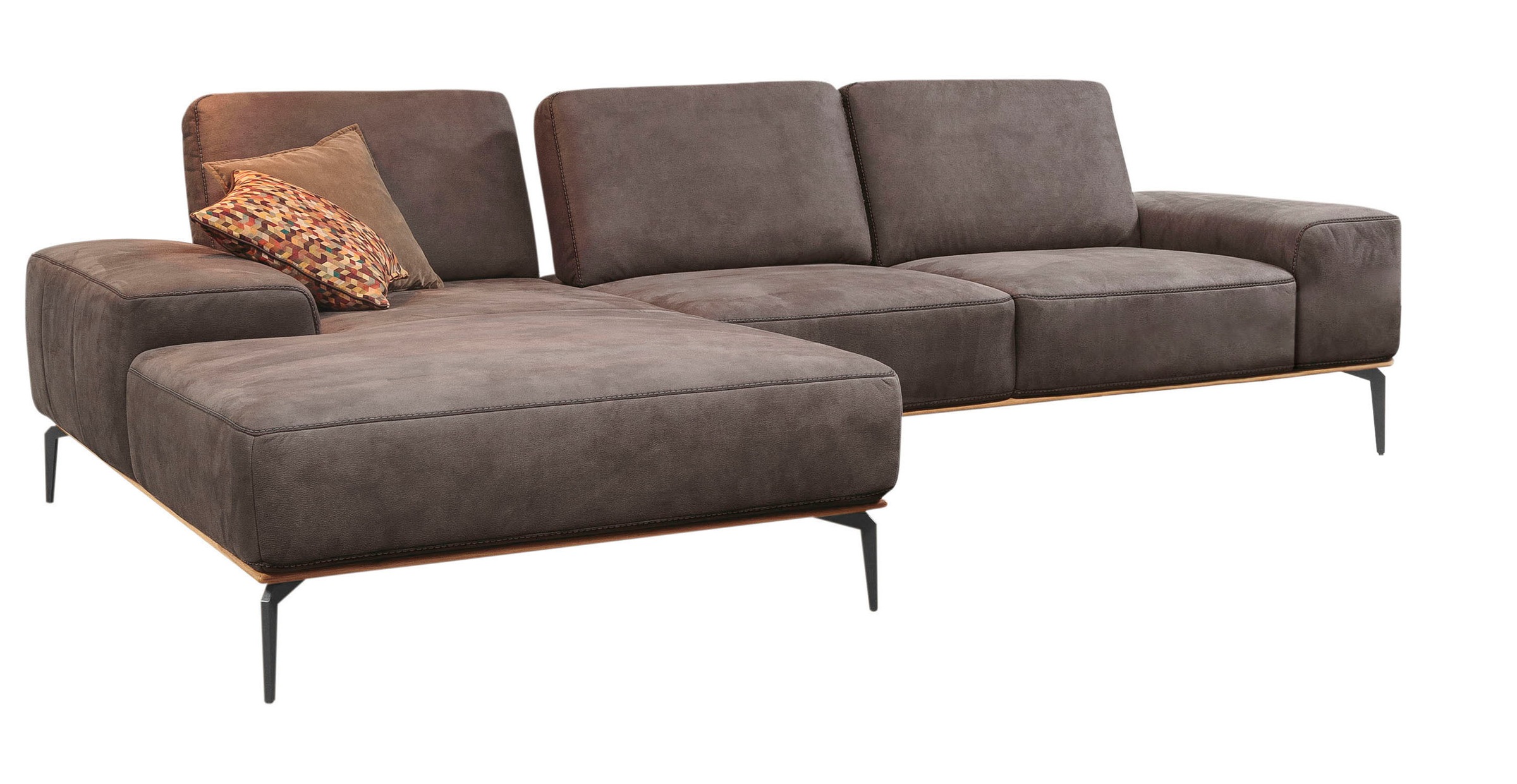 W.SCHILLIG Ecksofa »run, Designsofa mit tollem Sitzkomfort, bequem, L-Form« mit Holzsockel, Füße in Schwarz pulverbeschichtet, Breite 319 cm