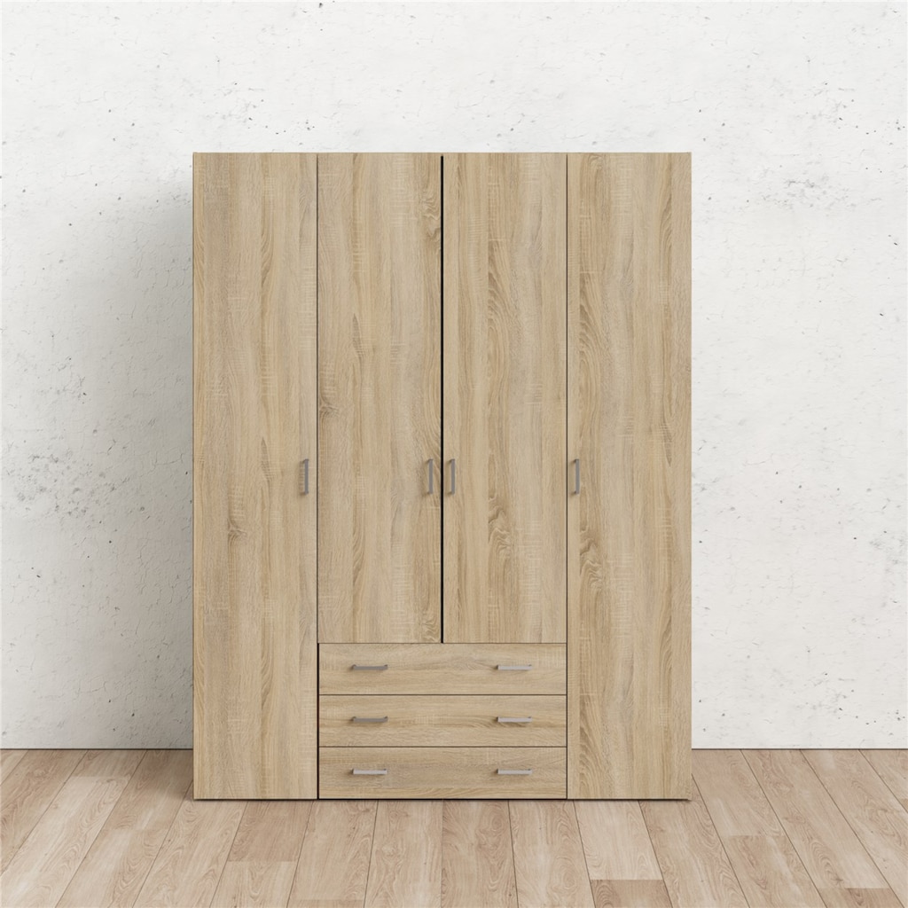 Home affaire Kleiderschrank, Mit viel Stauraum, graue Stangengriffe, Gr. ca. 200,4 x 154 x 49,5 cm