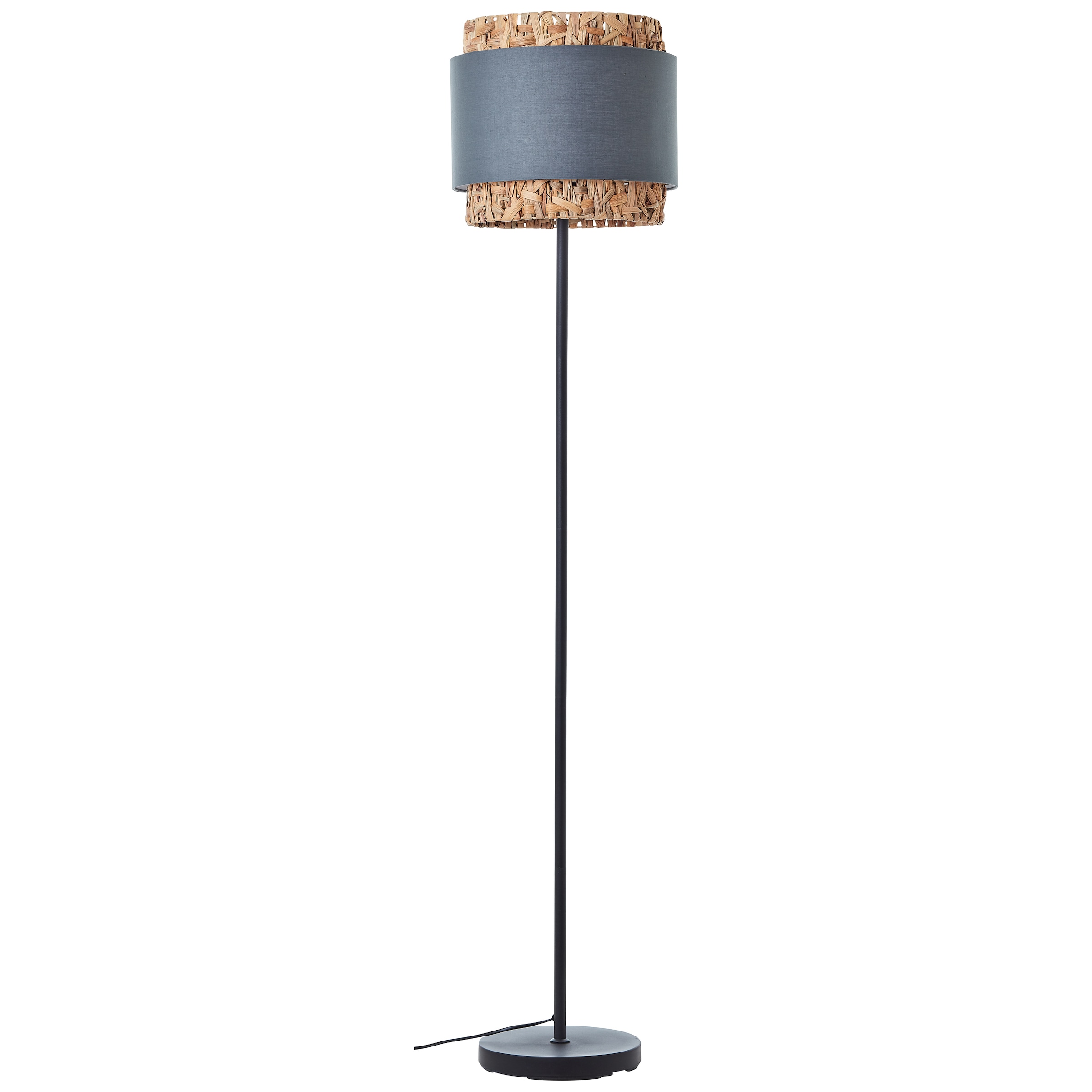 Brilliant Stehlampe »Waterlilly«, 1 flammig-flammig, Ø 35 cm, E27, Metall/Textil/Wasserhyazinthe, grau/beige