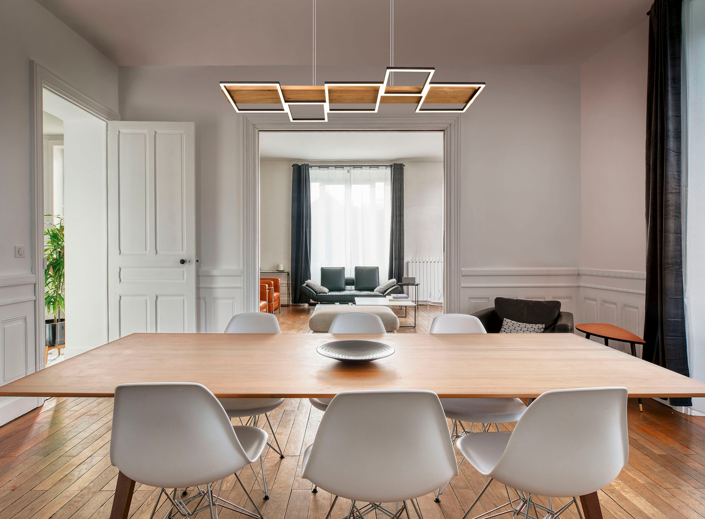 TRIO Leuchten LED Pendelleuchte »Harper«, 1 flammig, Leuchtmittel LED-Board | LED fest integriert, Hängelampe aus Holz und Metall, höhenverstellbar, LED mit 3 Dimmstufen