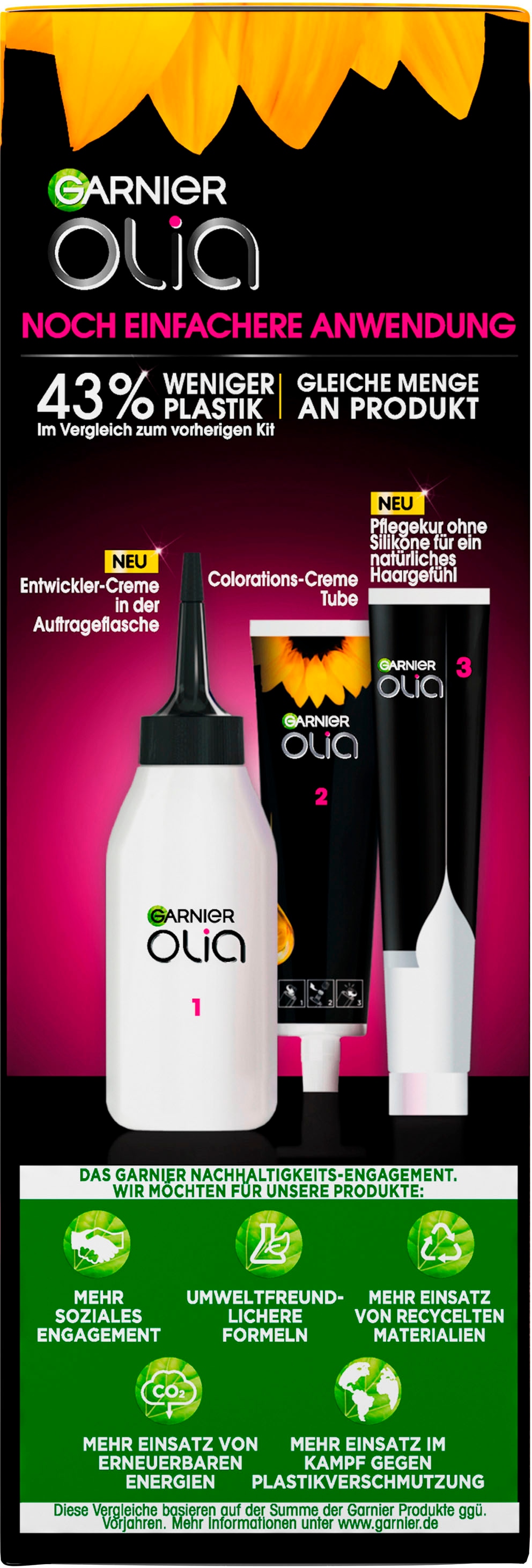 GARNIER Coloration »Garnier Olia dauerhafte Haarfarbe«, (Set, 3 tlg.), mit pflegender Formel