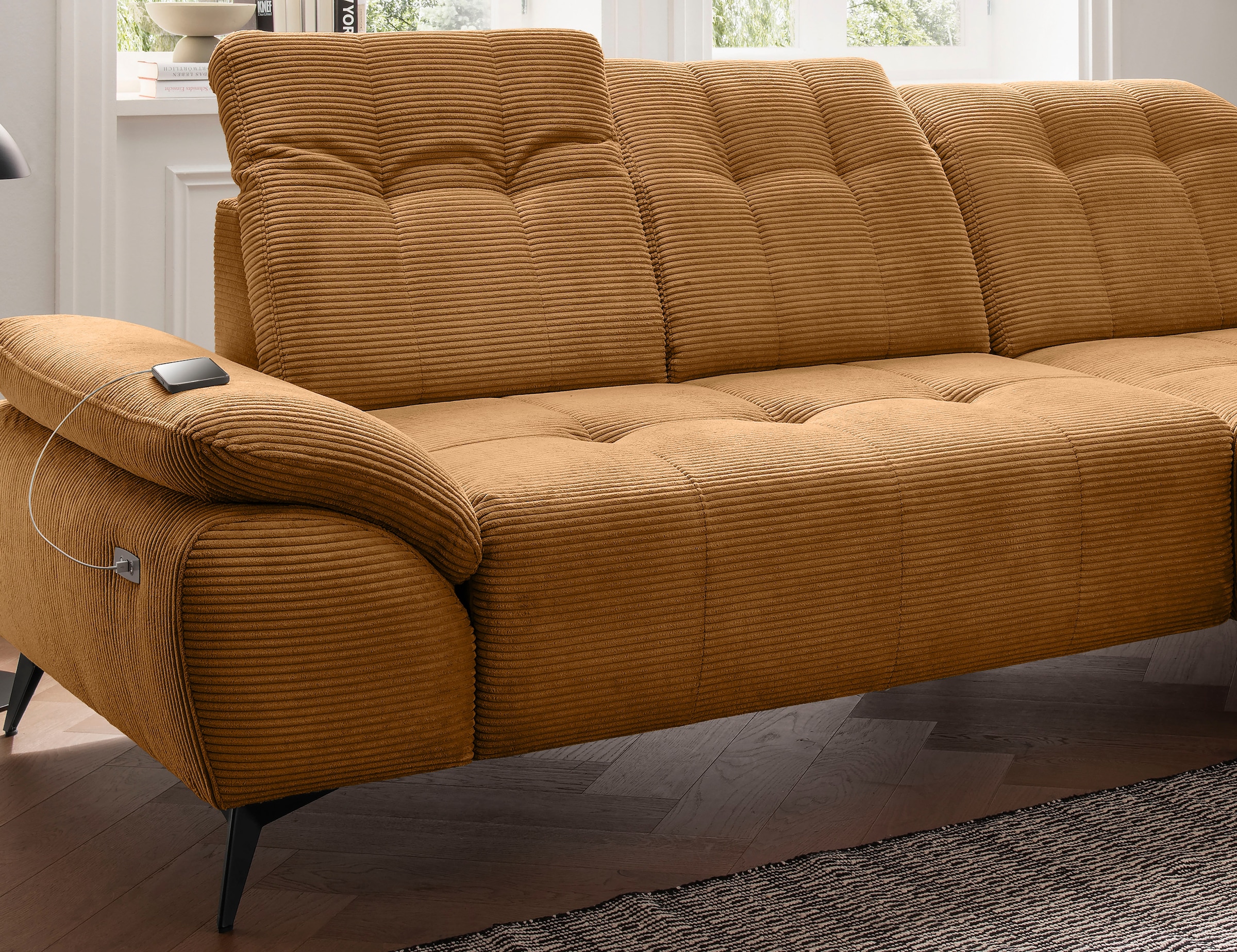 Home affaire Ecksofa »Lazio modern und bequem, schmale Armlehnen, tolle Detailverarbeitung« zwei verschiedene Fußfarben wählbar