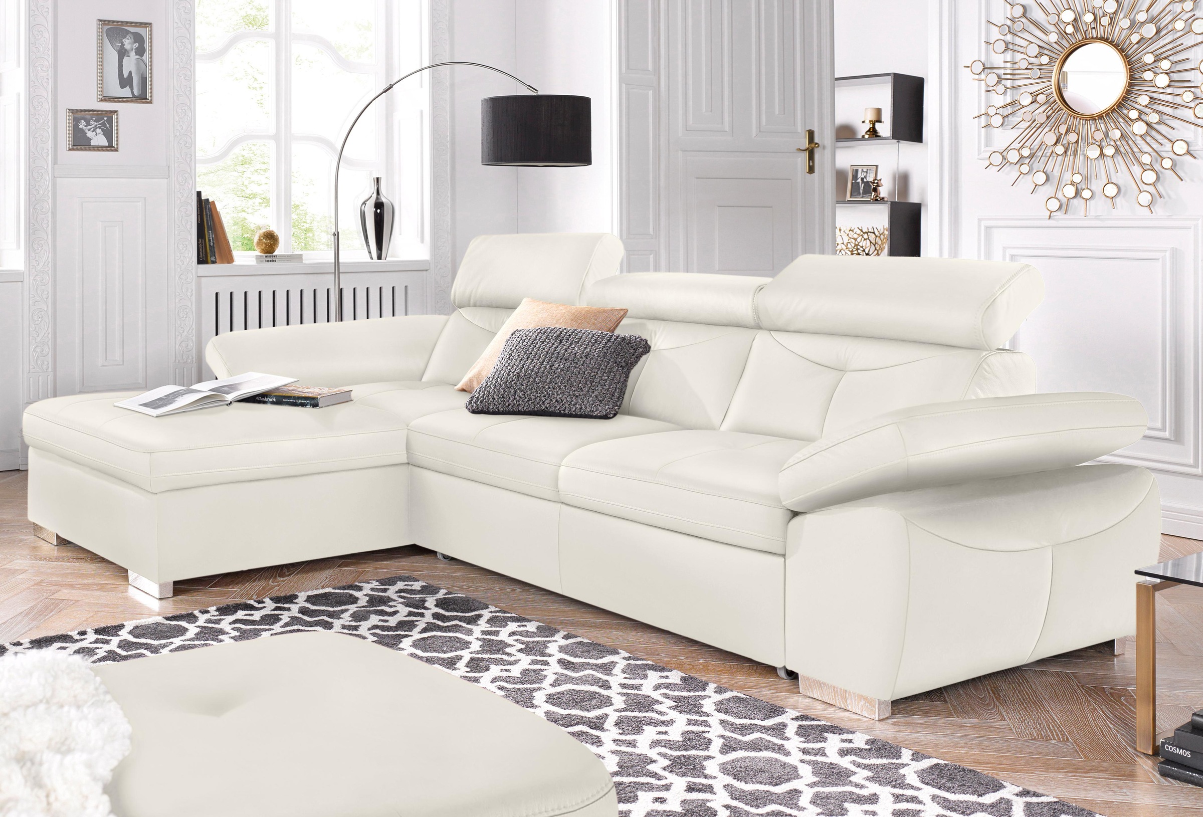 exxpo - sofa fashion Ecksofa »Spring, super bequem, mit Armteil- und Kopfteilfunktion«, L-Form, wahlweise mit Bettfunktion und Bettkasten