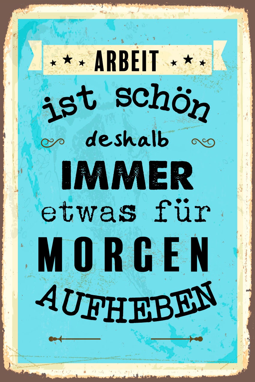 queence Metallbild »Arbeit für Morgen«, Schriftzüge-Schriftzug, (1 St.), Stahlschilder