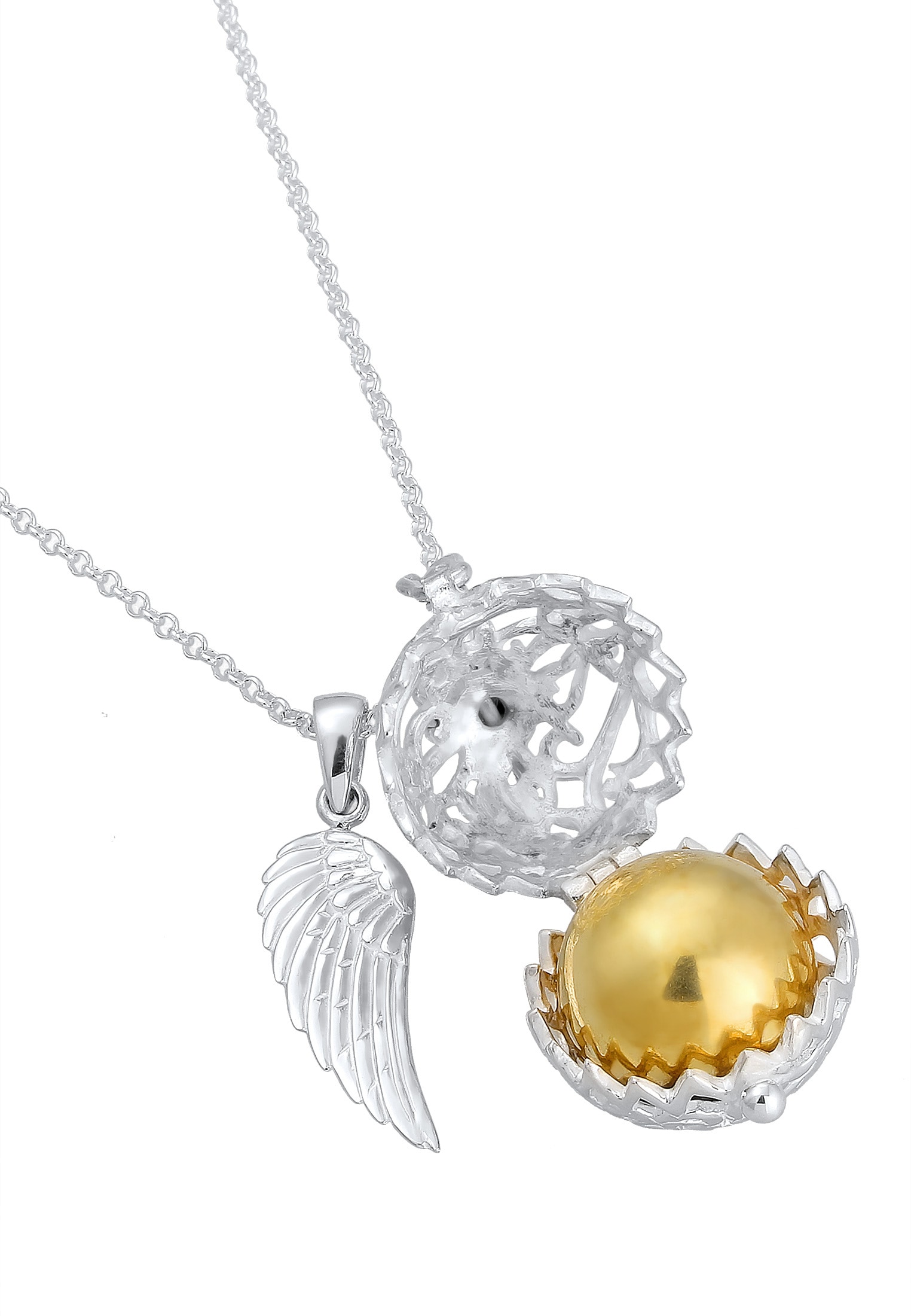Nenalina Lange Kette »Halskette Engelsflüsterer Granat (16 mm) Flügel 925 Silber«