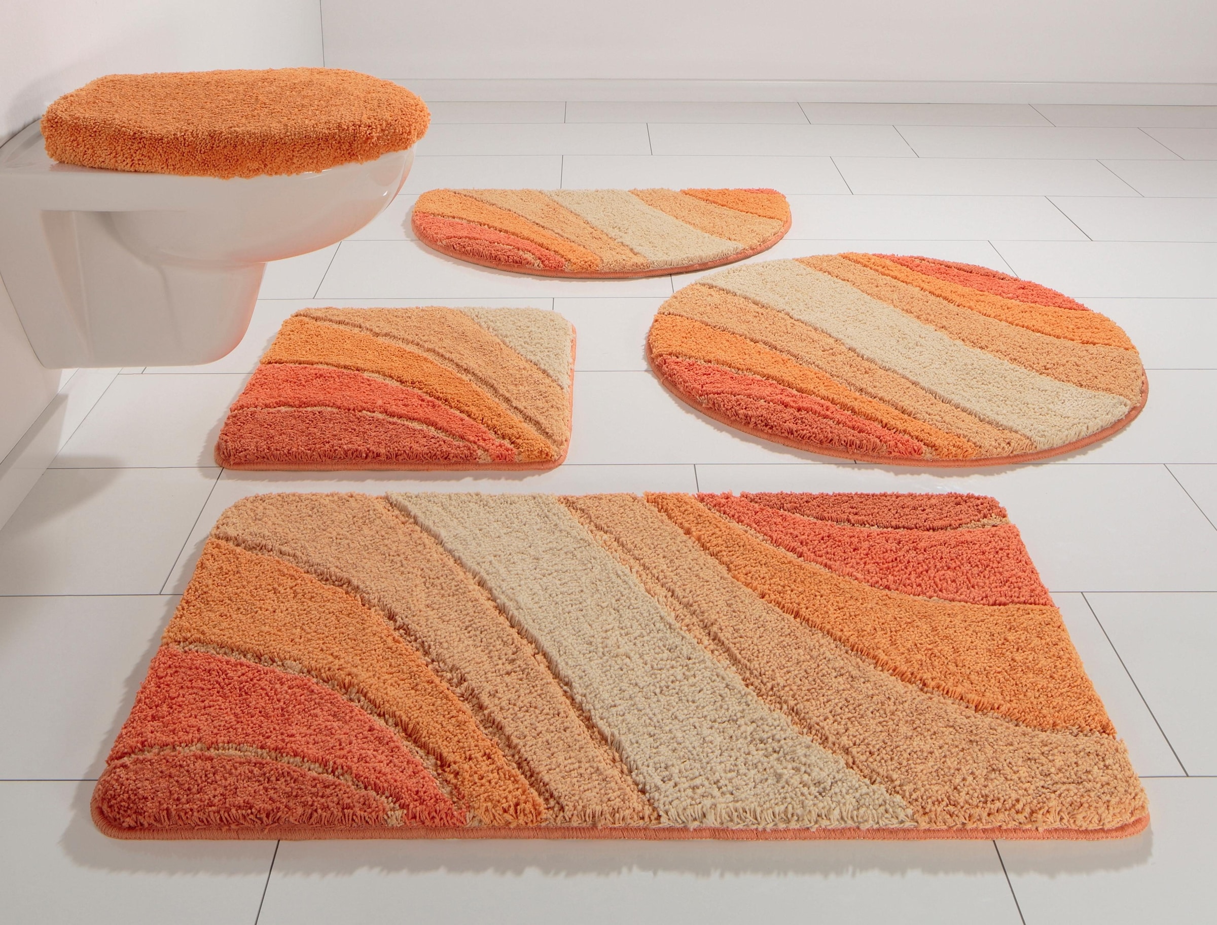 my home Badematte »Josie, Badvorleger, Badezimmer Teppich«, rutschhemmend beschichtet, fußbodenheizungsgeeignet-schnell trocknend-strapazierfähig, Badteppich, Badematten, rechteckig, rund & als 3-tlg. Set erhältlich