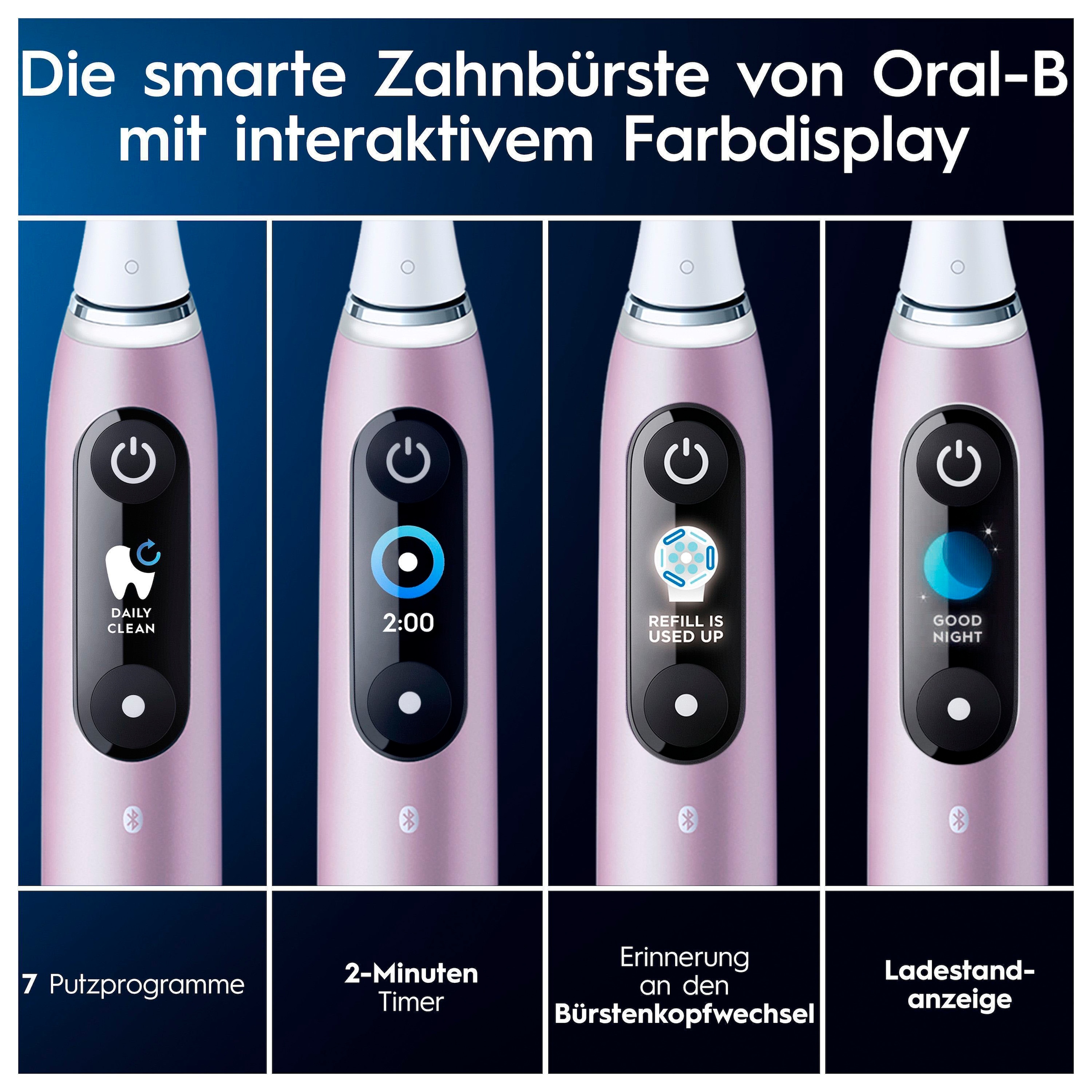 Oral-B Elektrische Zahnbürste »iO 9«, 2 St. Aufsteckbürsten, mit Magnet-Technologie, 7 Putzmodi, Farbdisplay & Lade-Reiseetui