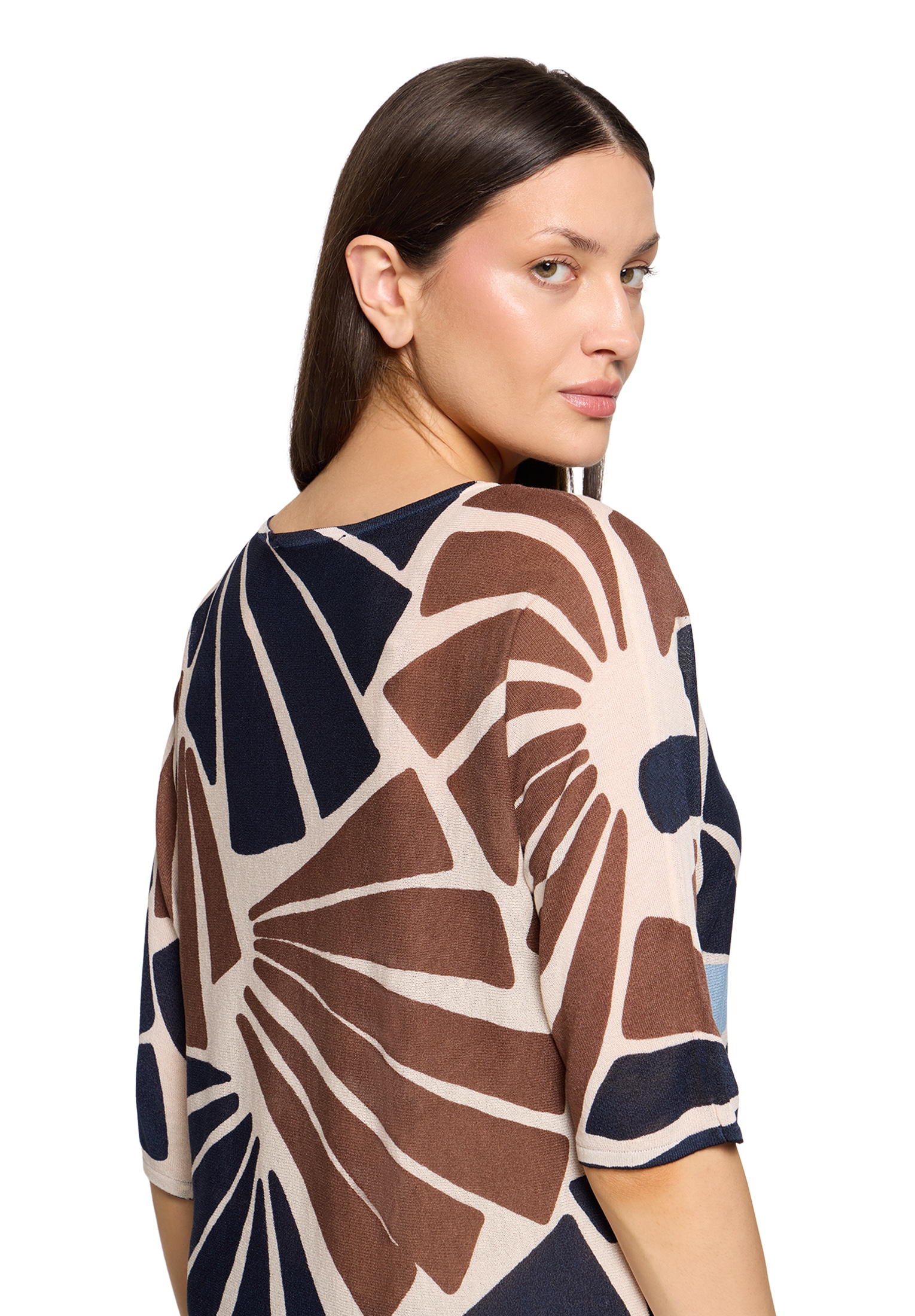Betty&Co Rundhalspullover »Feinstrickpullover mit Print«