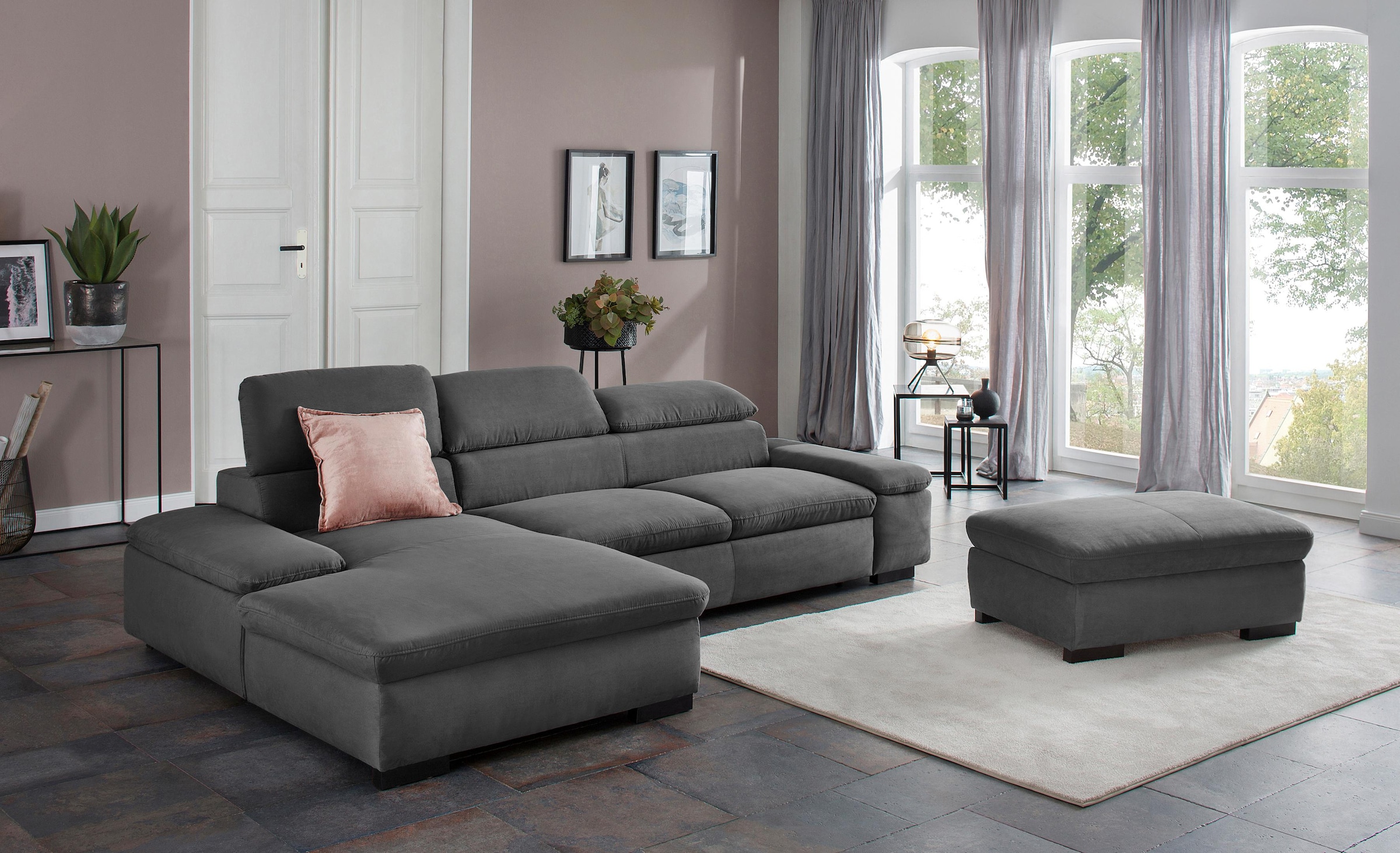 Home affaire Ecksofa »Alberto L-Form«, mit Kopfteilverstellung, wahlweise mit Bettfunktion