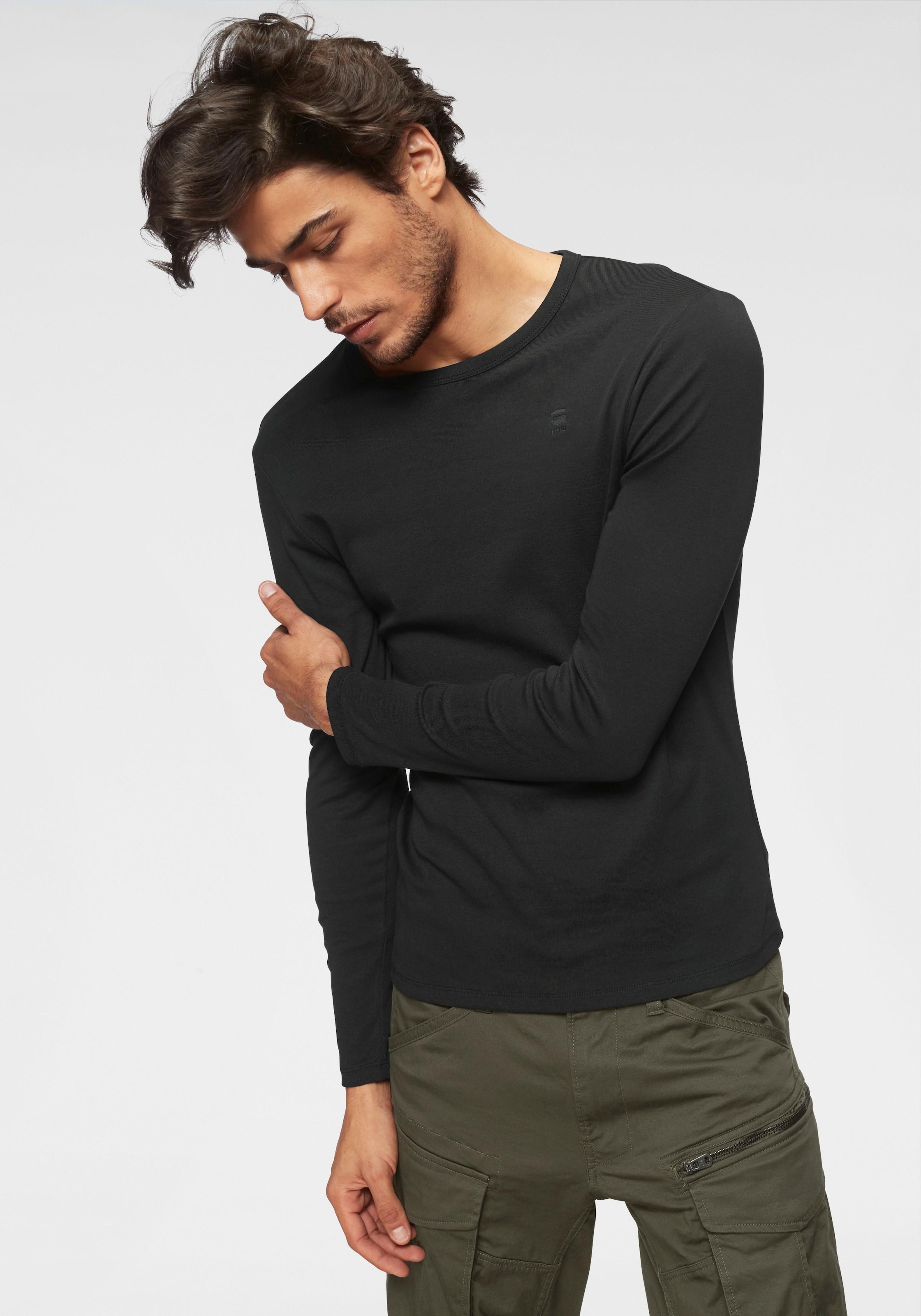 G-STAR Langarmshirt, Basic-Artikel aus blickdichter, hochwertiger Baumwollqualität